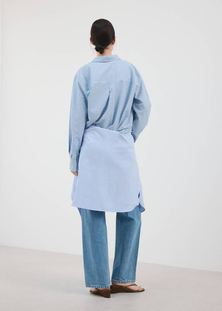 Gerades Hemd, kariert — Himmelblau