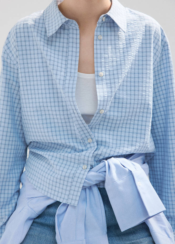 Gerades Hemd, kariert — Himmelblau
