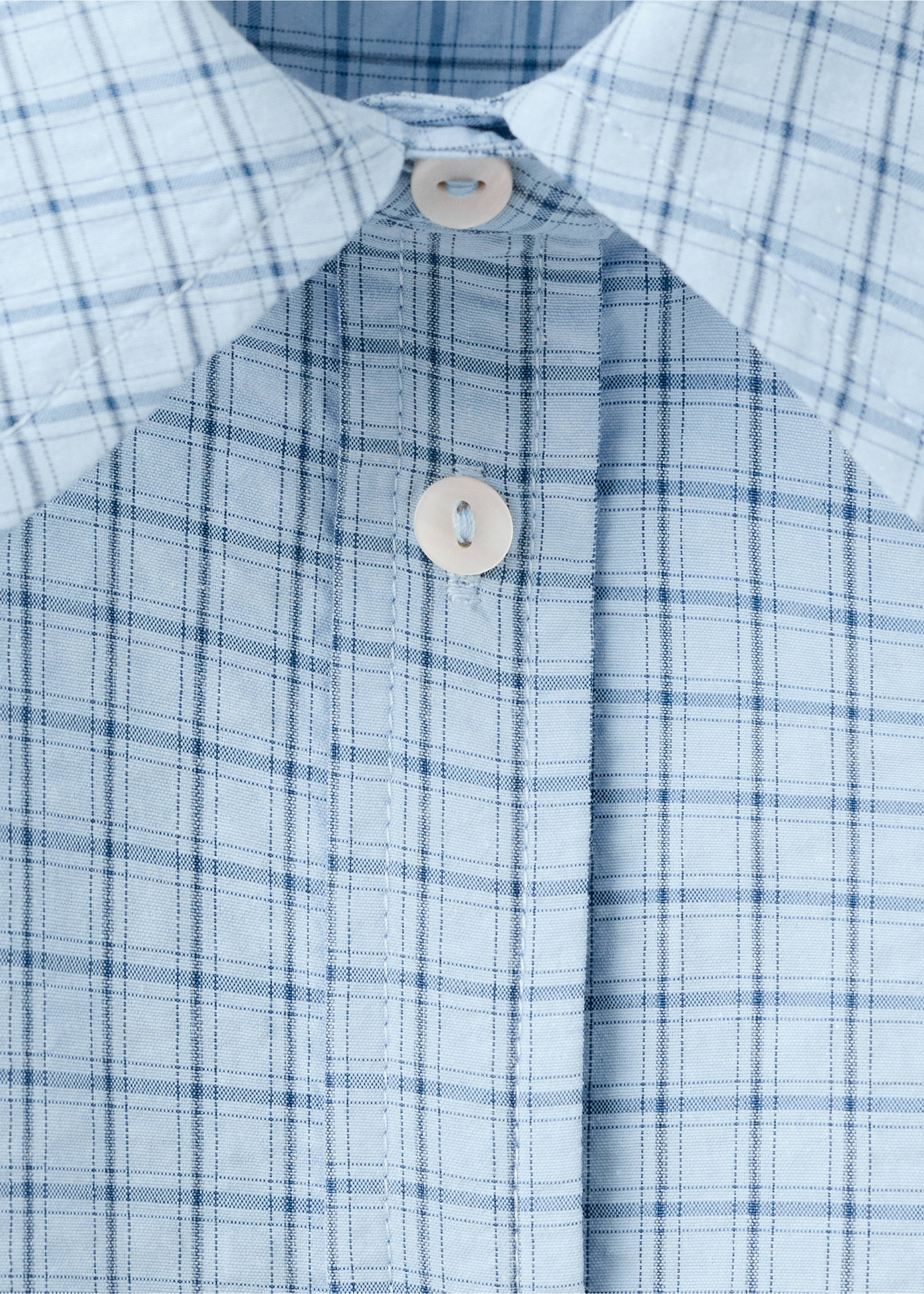 Straight checkered shirt - Details of the article 8, Sky Blue. Ref: 27095837-00.