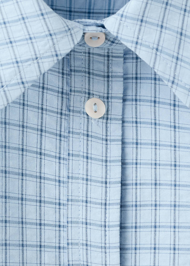 Gerades Hemd, kariert — Himmelblau