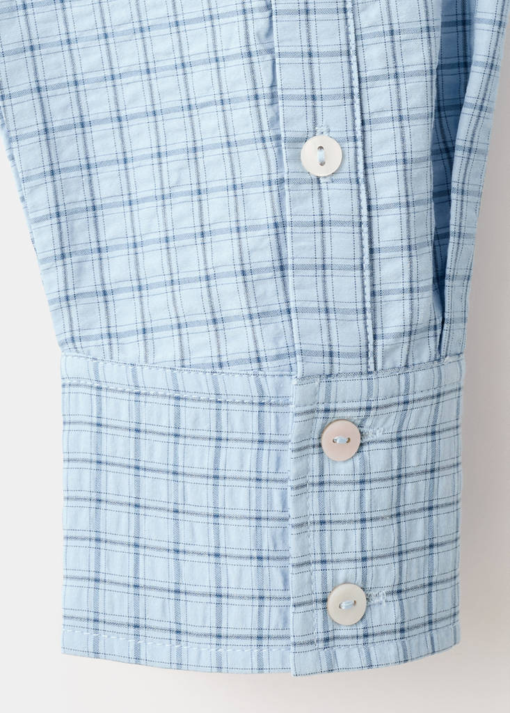 Gerades Hemd, kariert — Himmelblau