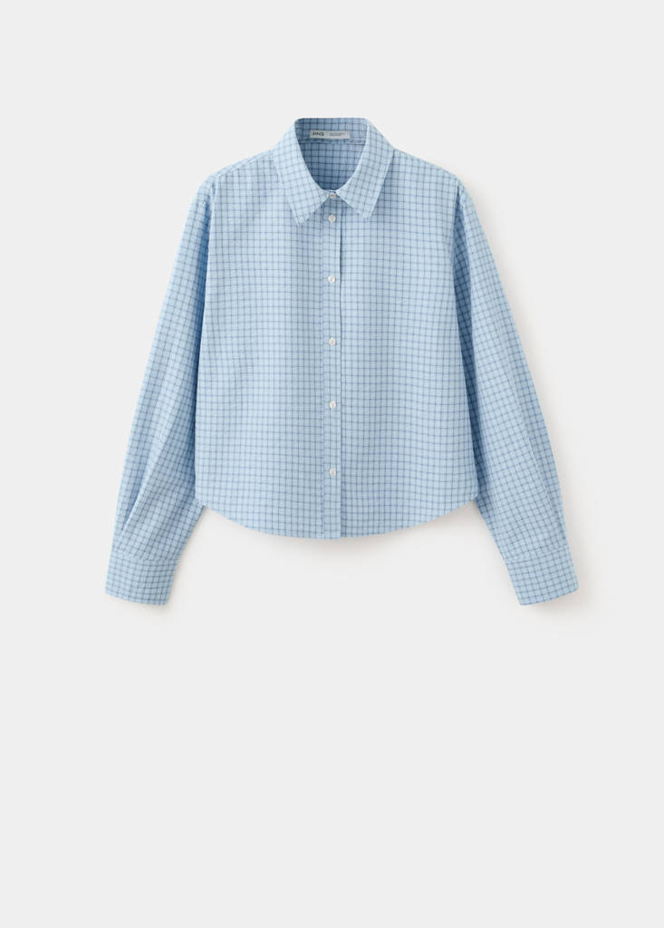 Gerades Hemd, kariert — Himmelblau