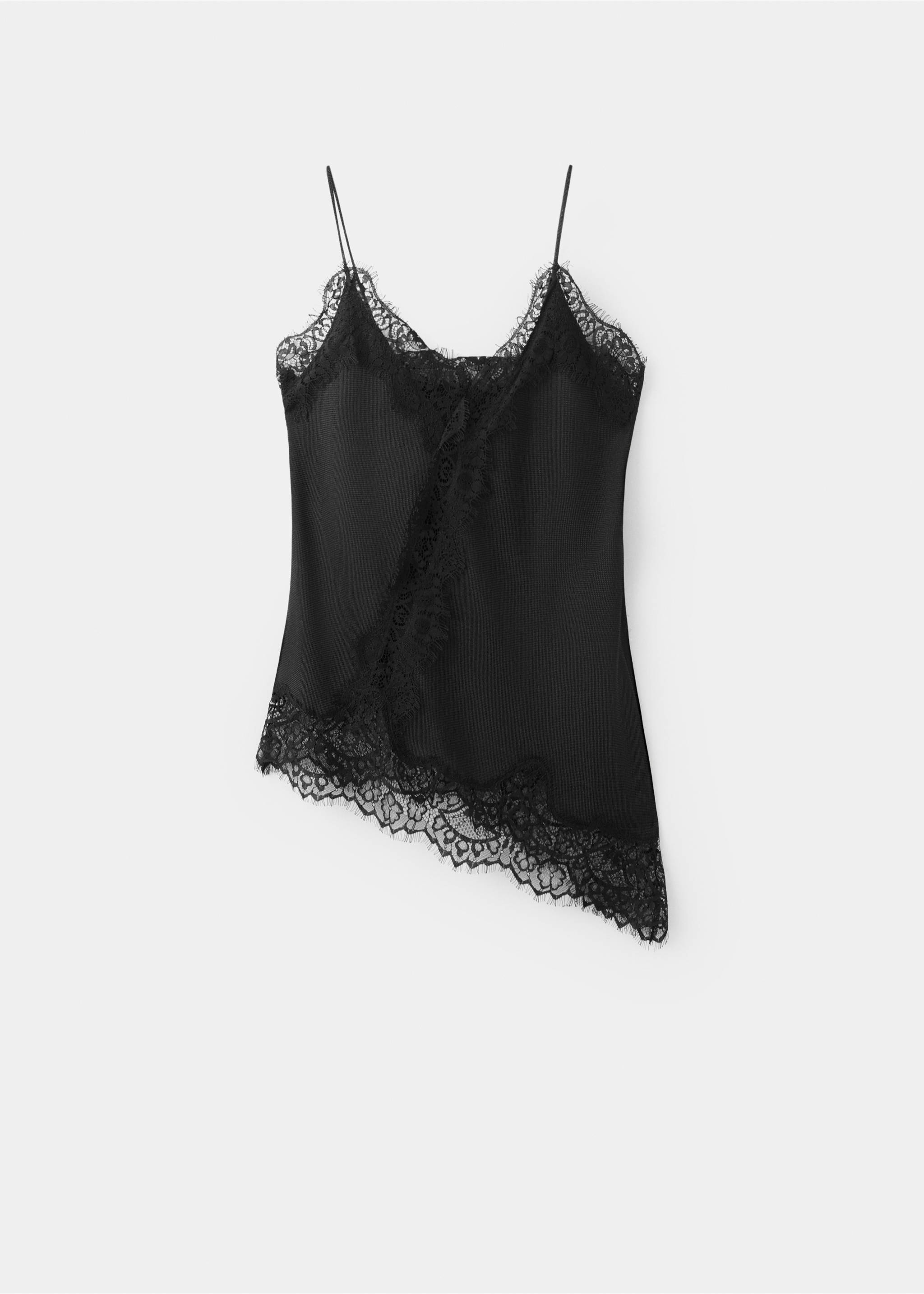 Asymmetric lace camisole top - Article without model, Black. Ref: 27095838-00.