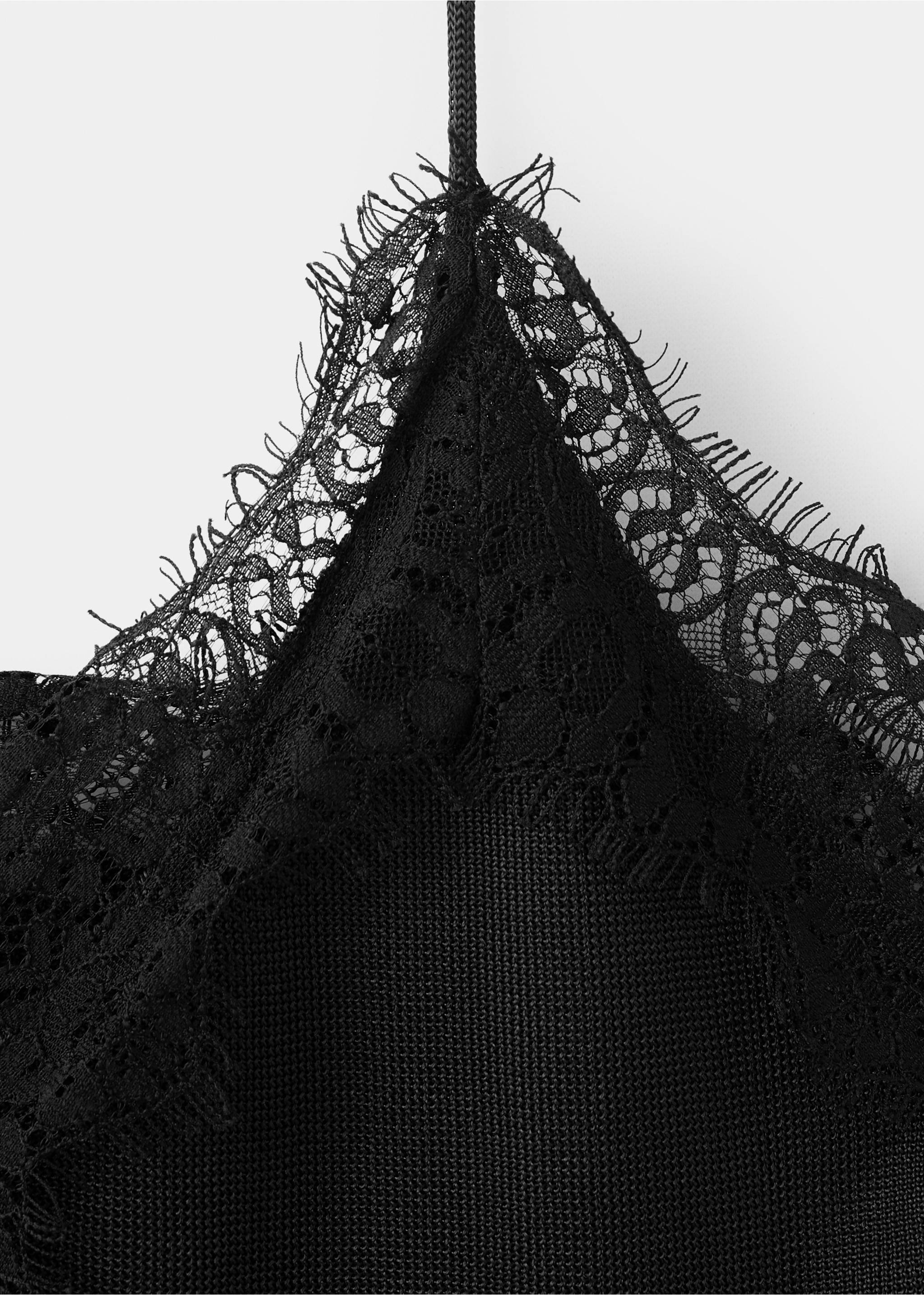 Asymmetric lace camisole top - Details of the article 8, Black. Ref: 27095838-00.