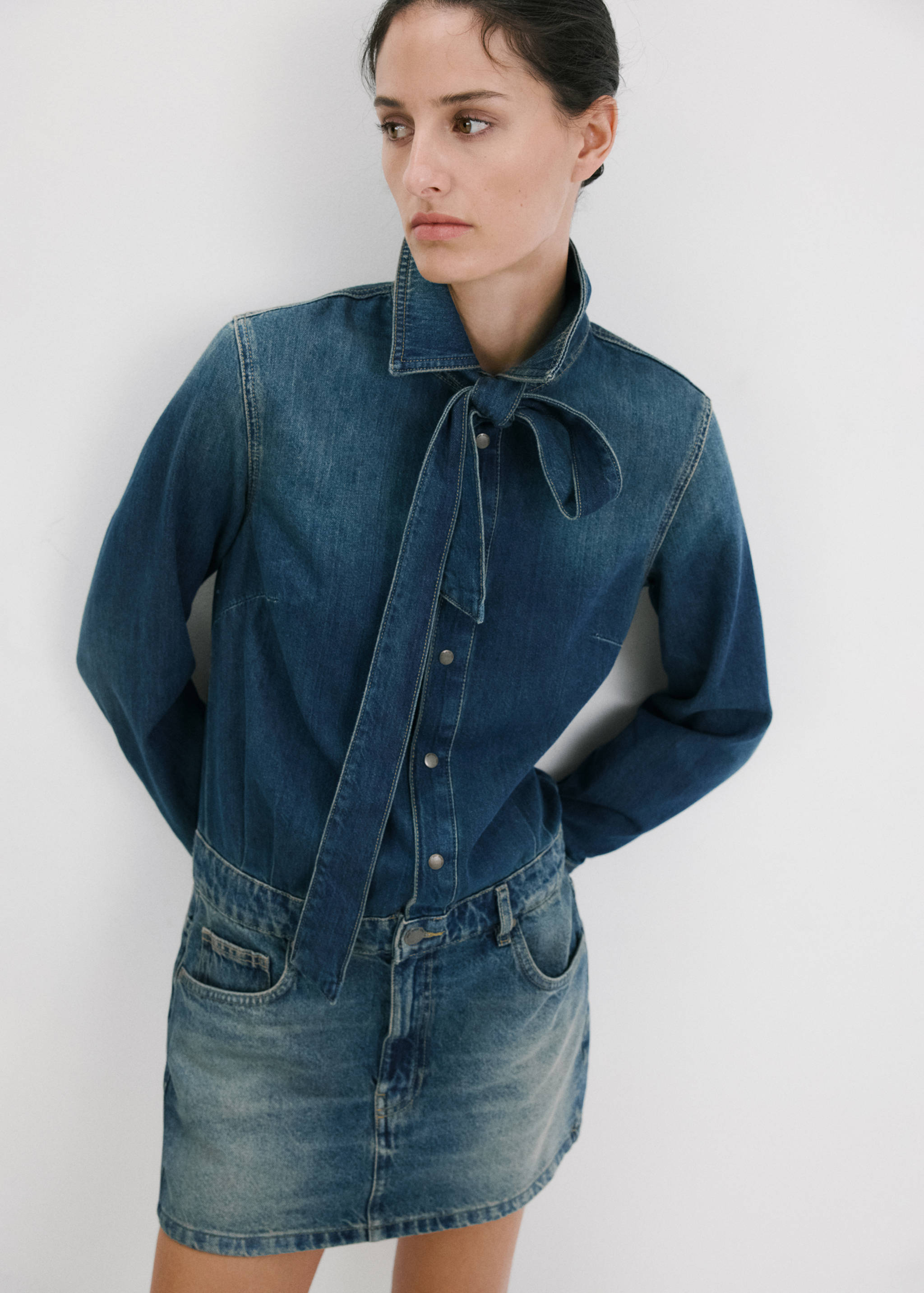 Combined denim dress - Medium plane