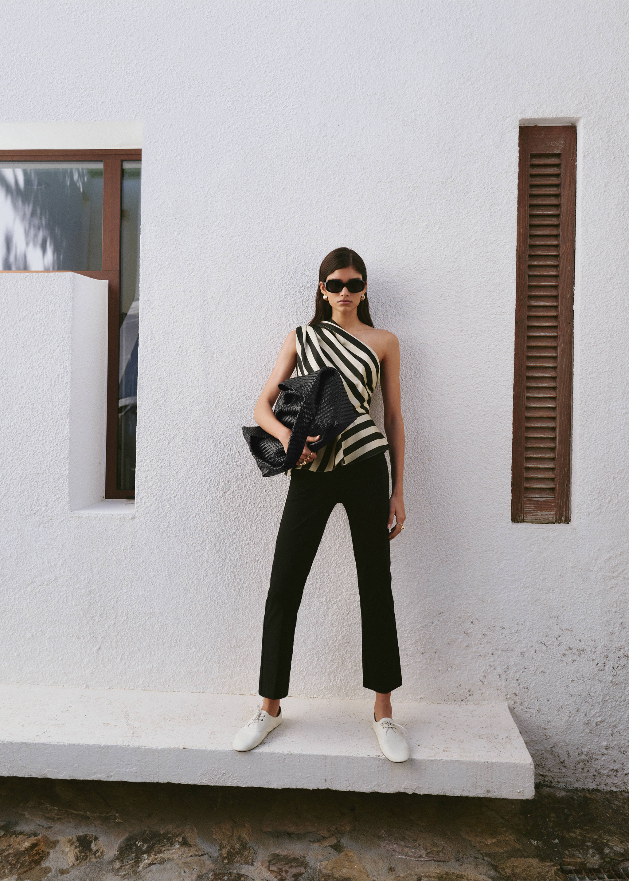 Top asymétrique rayures - Plan général, Écru. Ref: 27095842-00.