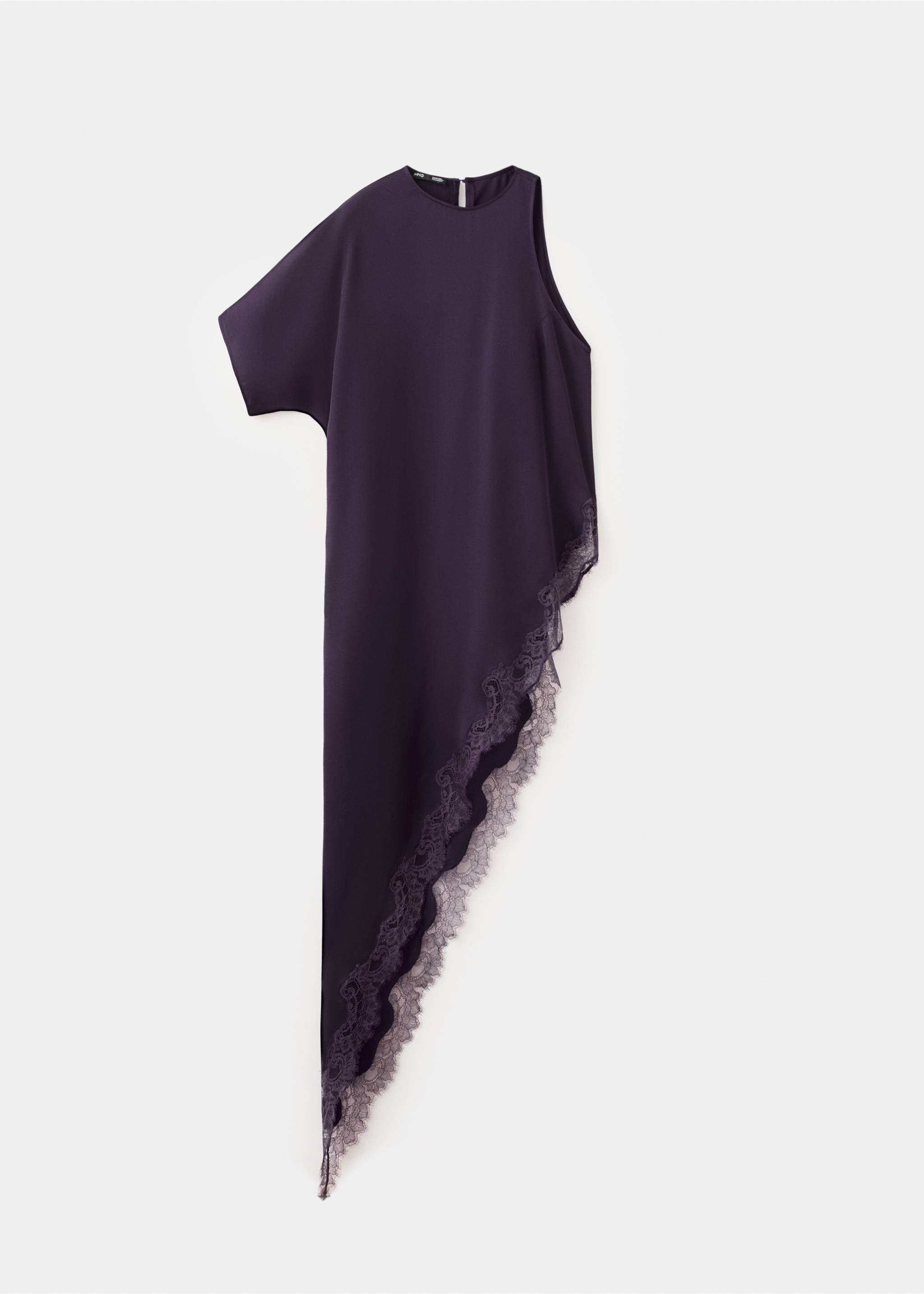 Top satiné dentelle asymétrique - Article sans modèle, Pourpre. Ref: 27095844-00.