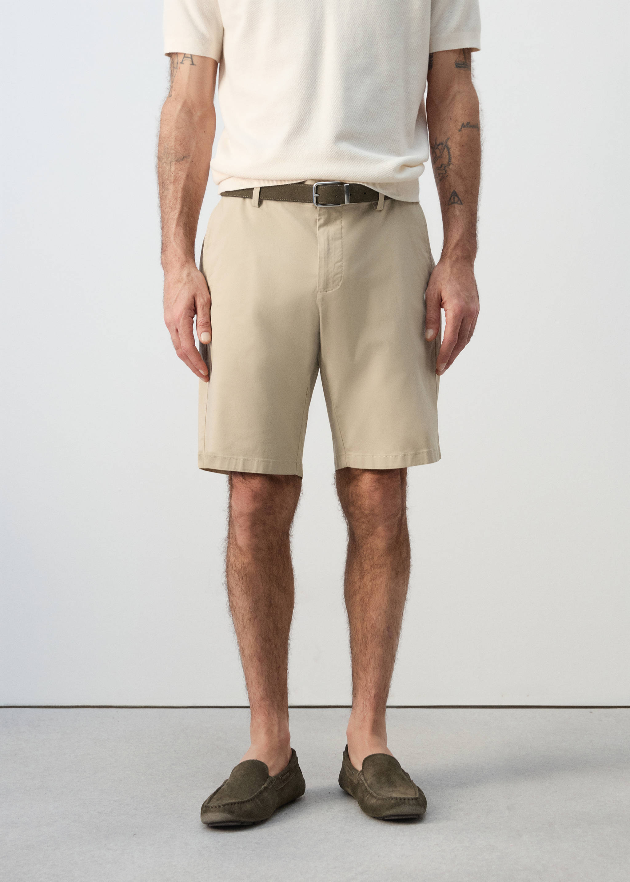 Slim-fit chino cotton bermuda shorts - Medium plane