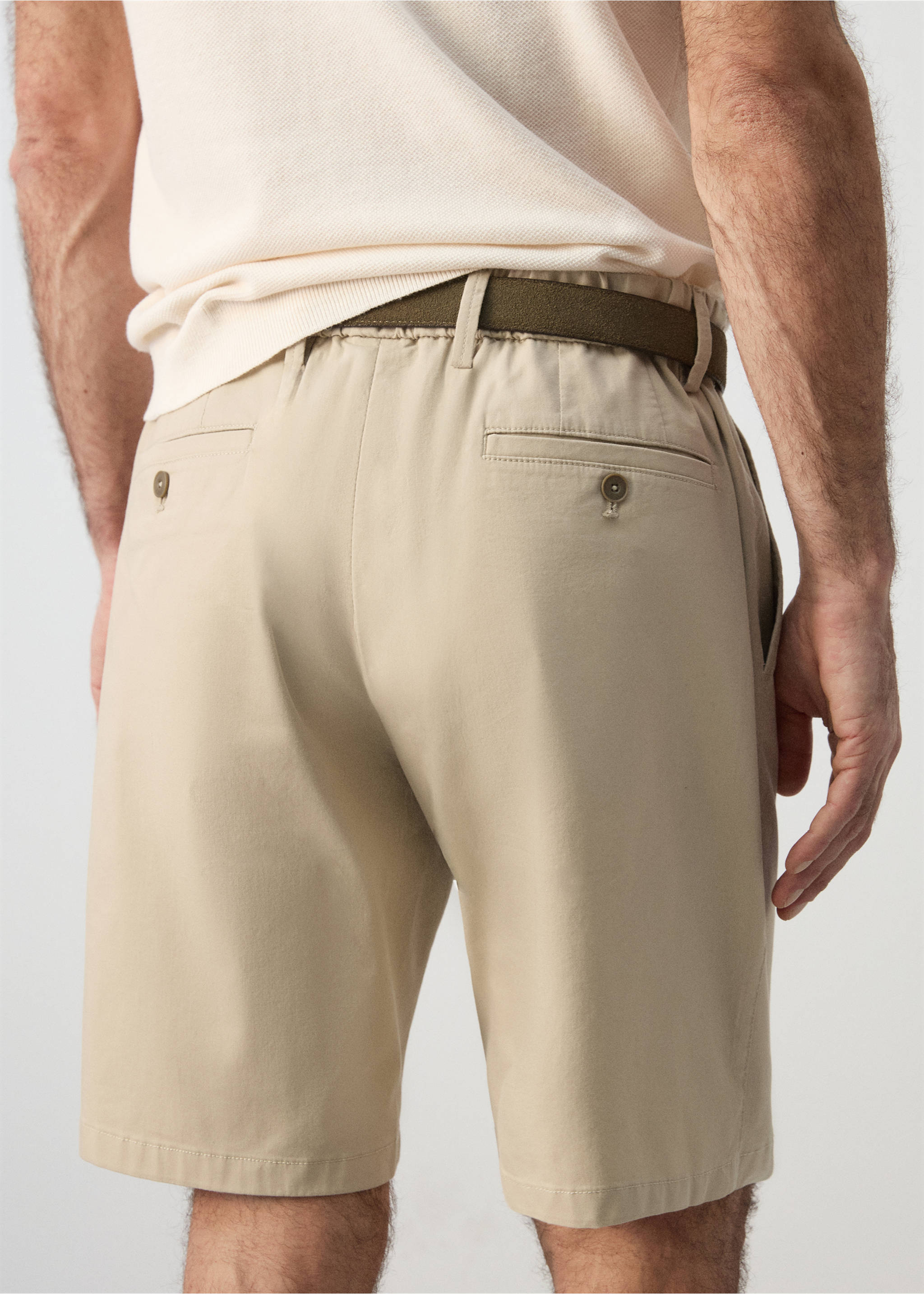 Slim-fit chino cotton bermuda shorts - Details of the article 2, Beige. Ref: 27095929-00.