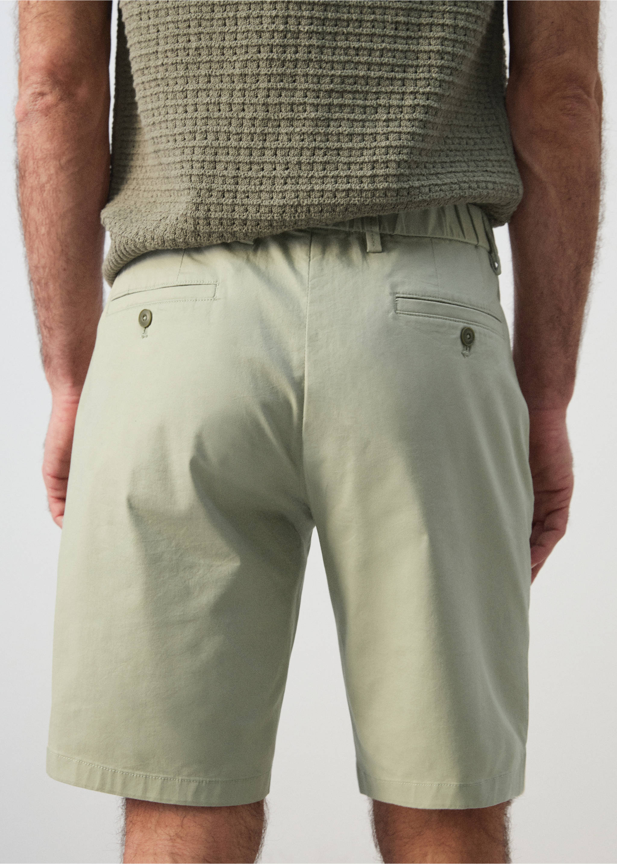 Slim-fit chino cotton bermuda shorts - Details of the article 6, Mint Green. Ref: 27095929-00.