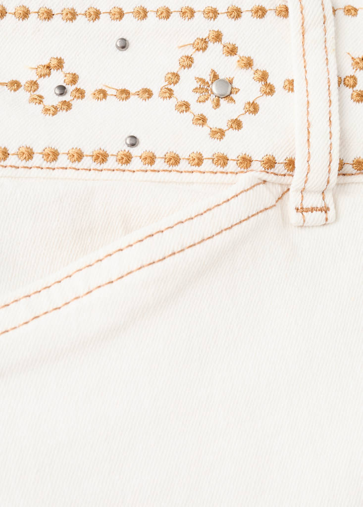 Short skirt with embroidered waist — Off White