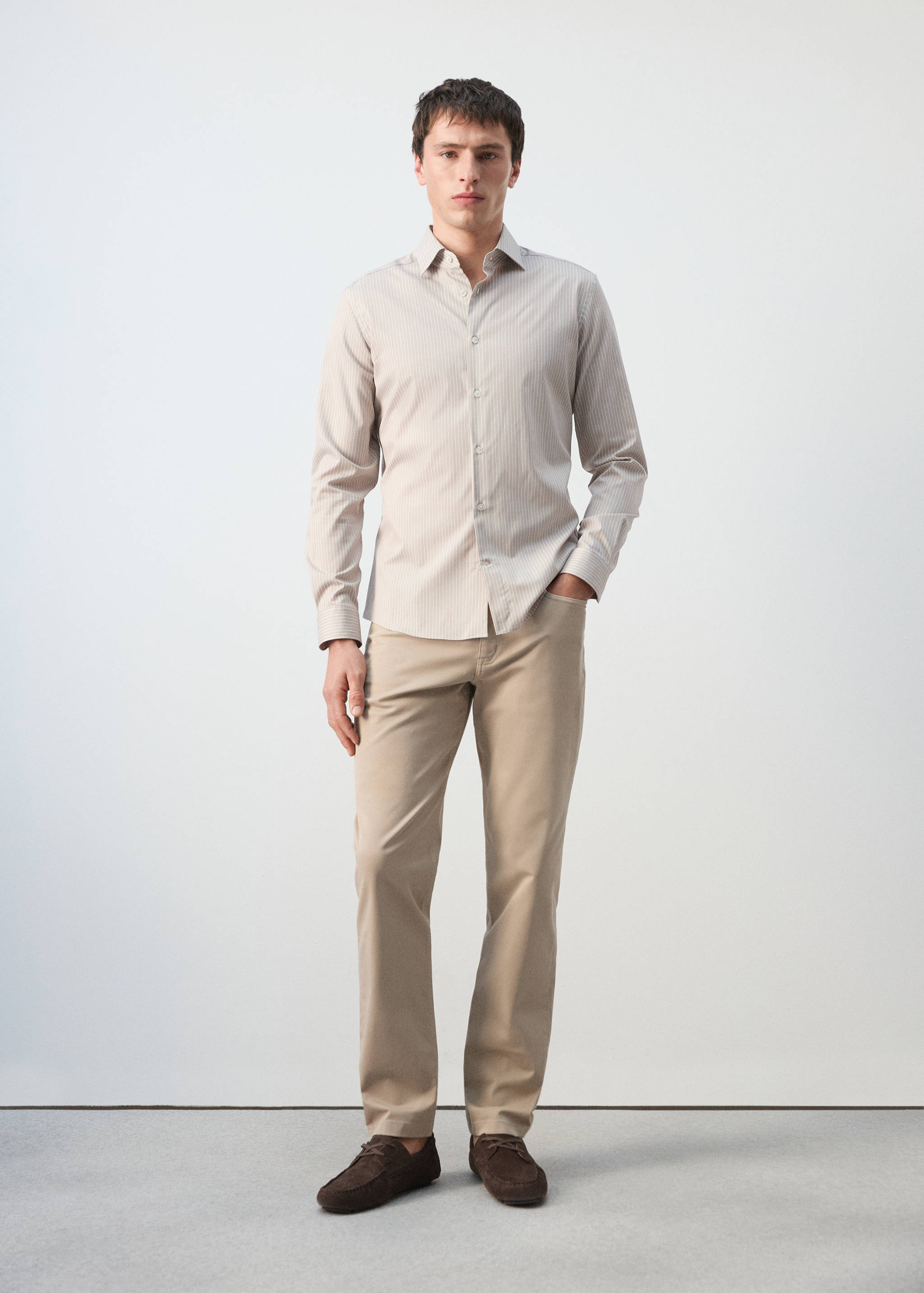 Camisa slim fit algodón rayas - Plano general