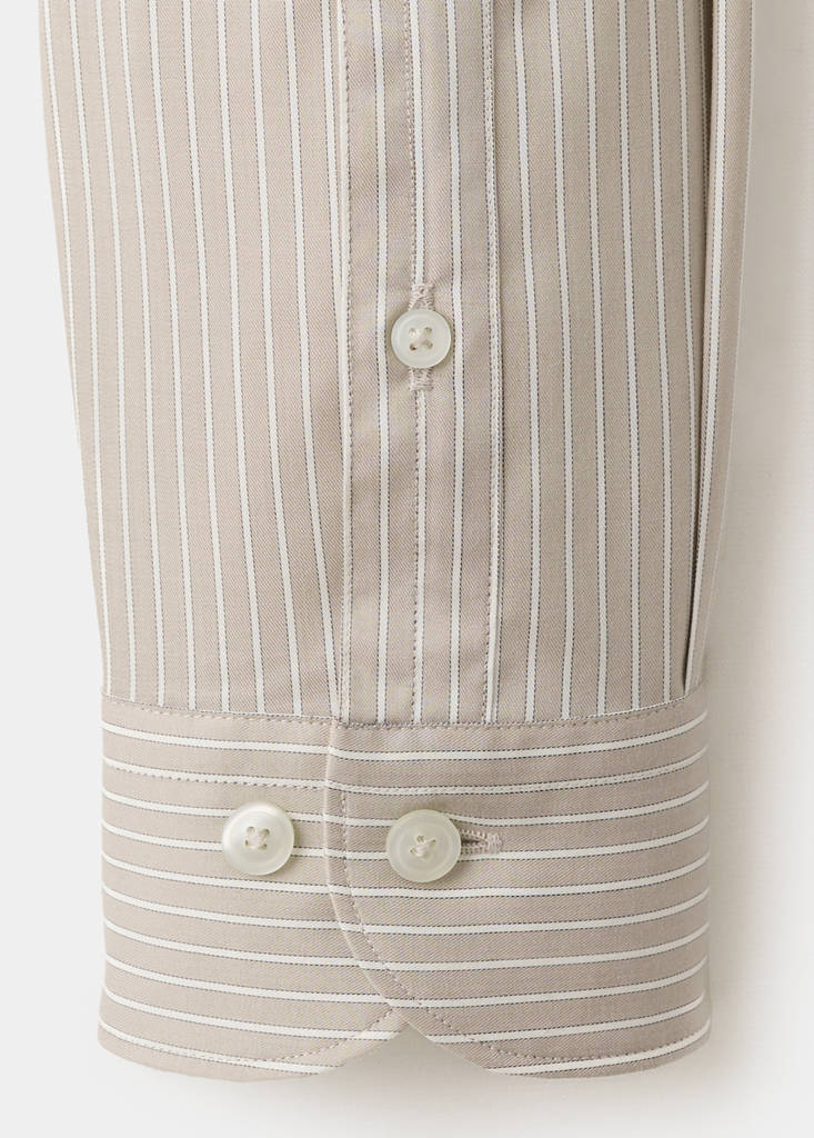 Slim fit striped cotton shirt — Sand