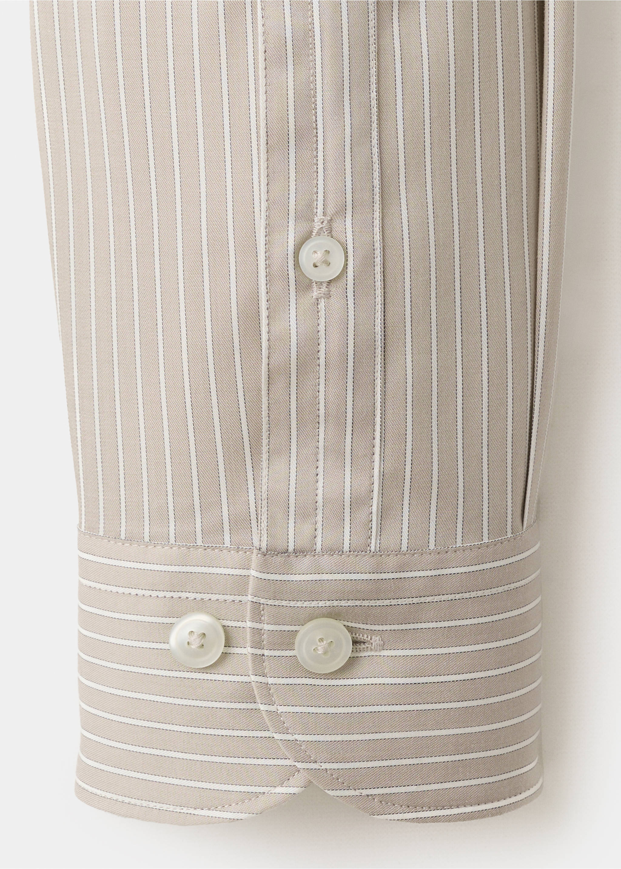 Camisa slim fit algodón rayas - Detalle del artículo 0, Arena. Ref: 27095934-00.