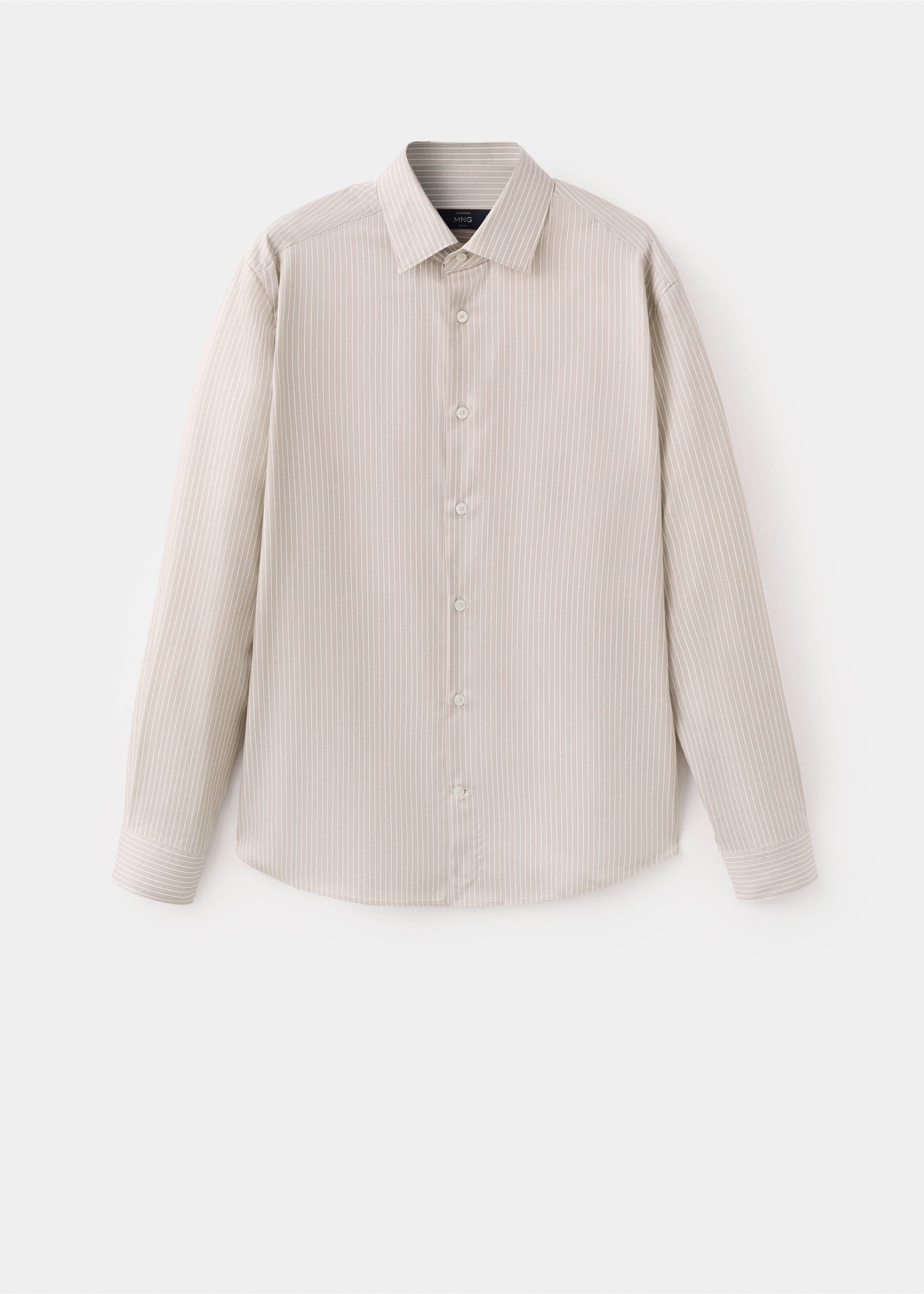Slim fit striped cotton shirt - Article without model, Sand. Ref: 27095934-01.