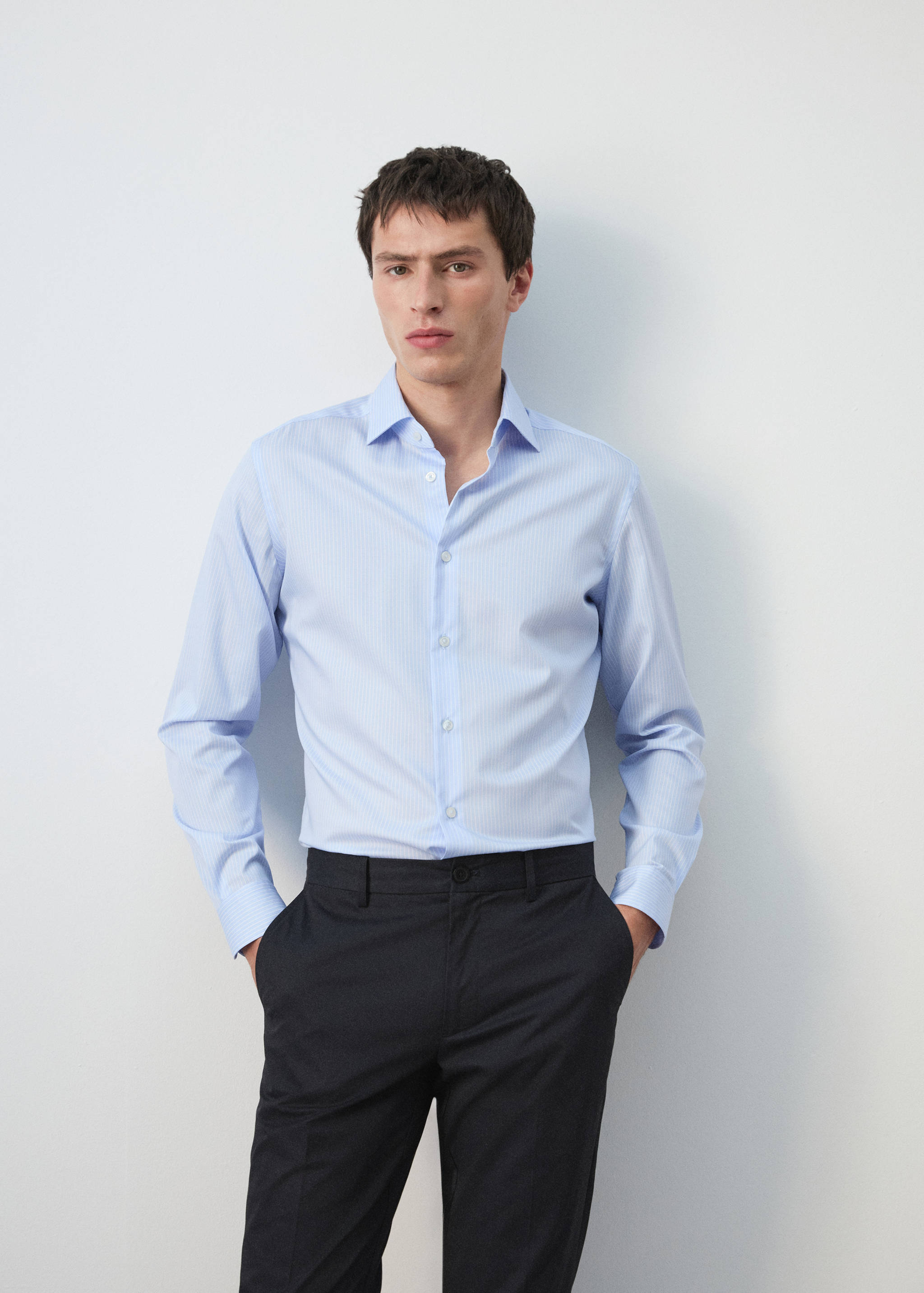 Slim fit striped cotton shirt - Details of the article 1