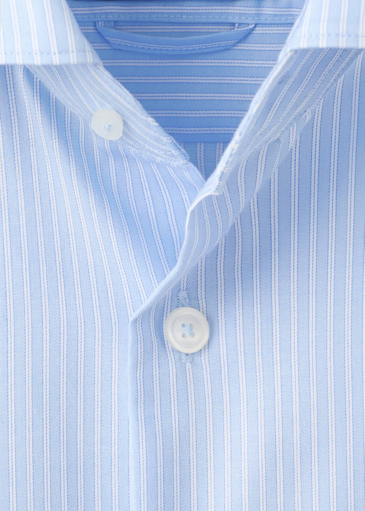 Slim fit striped cotton shirt — Sky Blue
