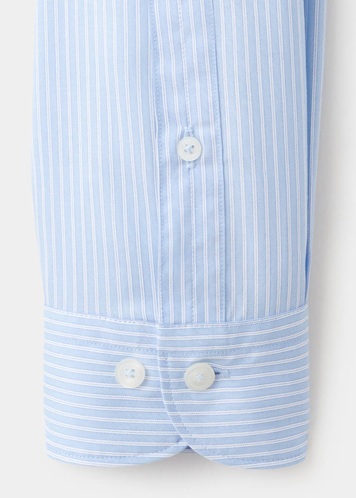 Slim fit striped cotton shirt — Sky Blue