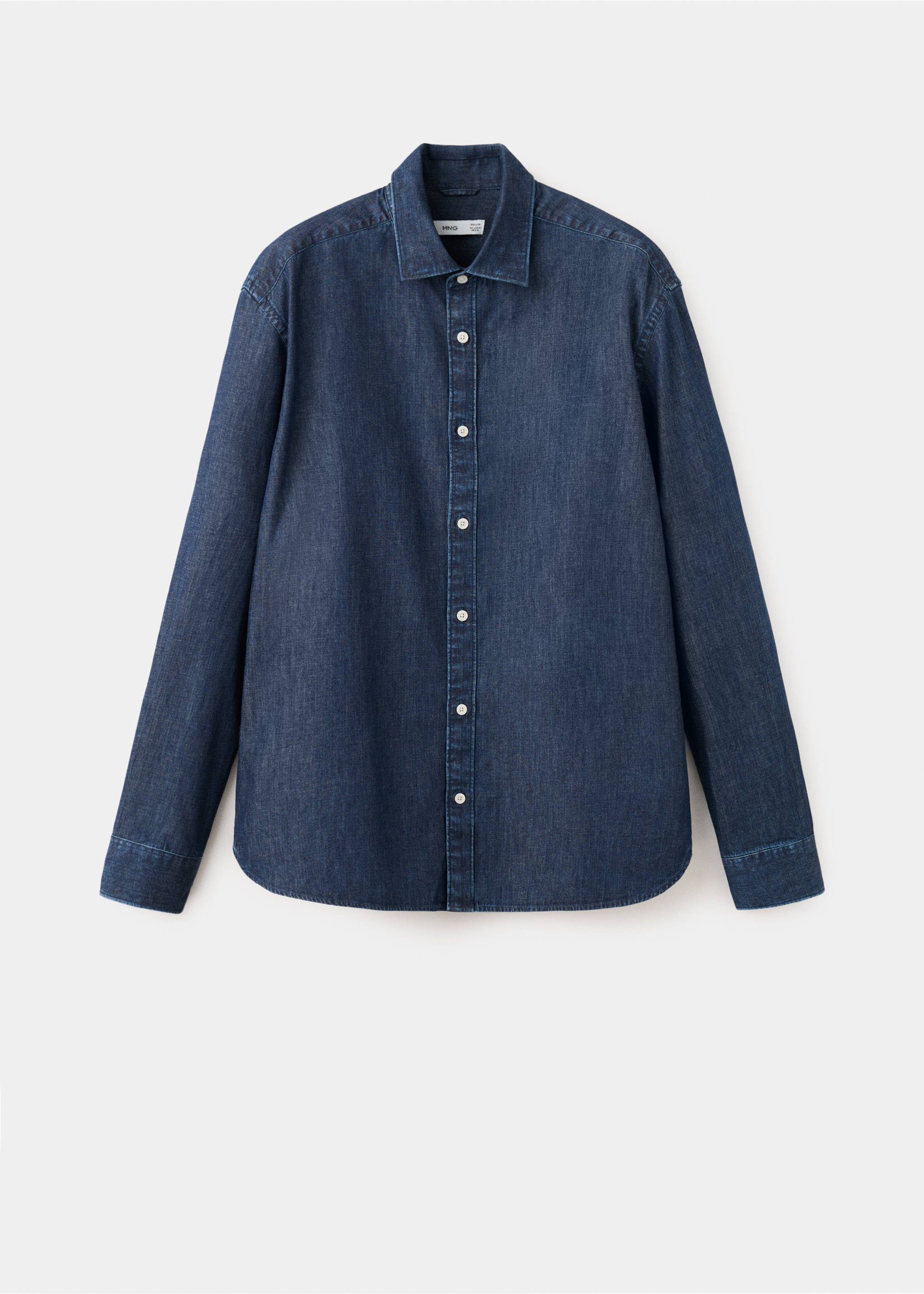 Chemise denim regular-fit coton et lin - Article sans modèle, Bleu foncé. Ref: 27095936-00.