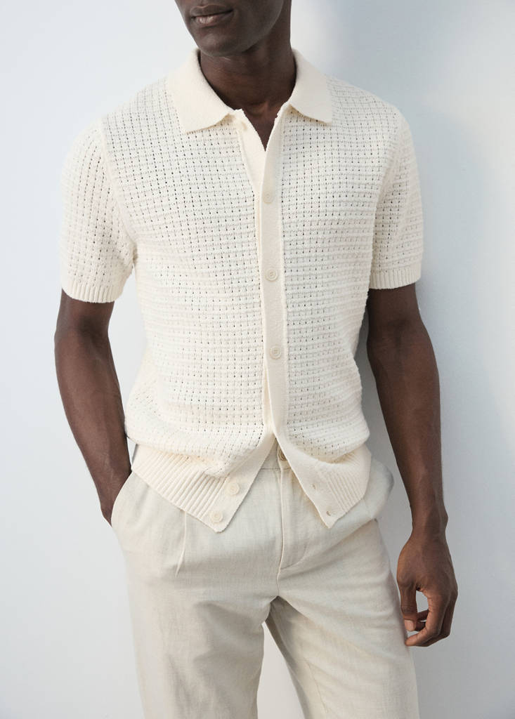 Openwork knitted shirt — Off White