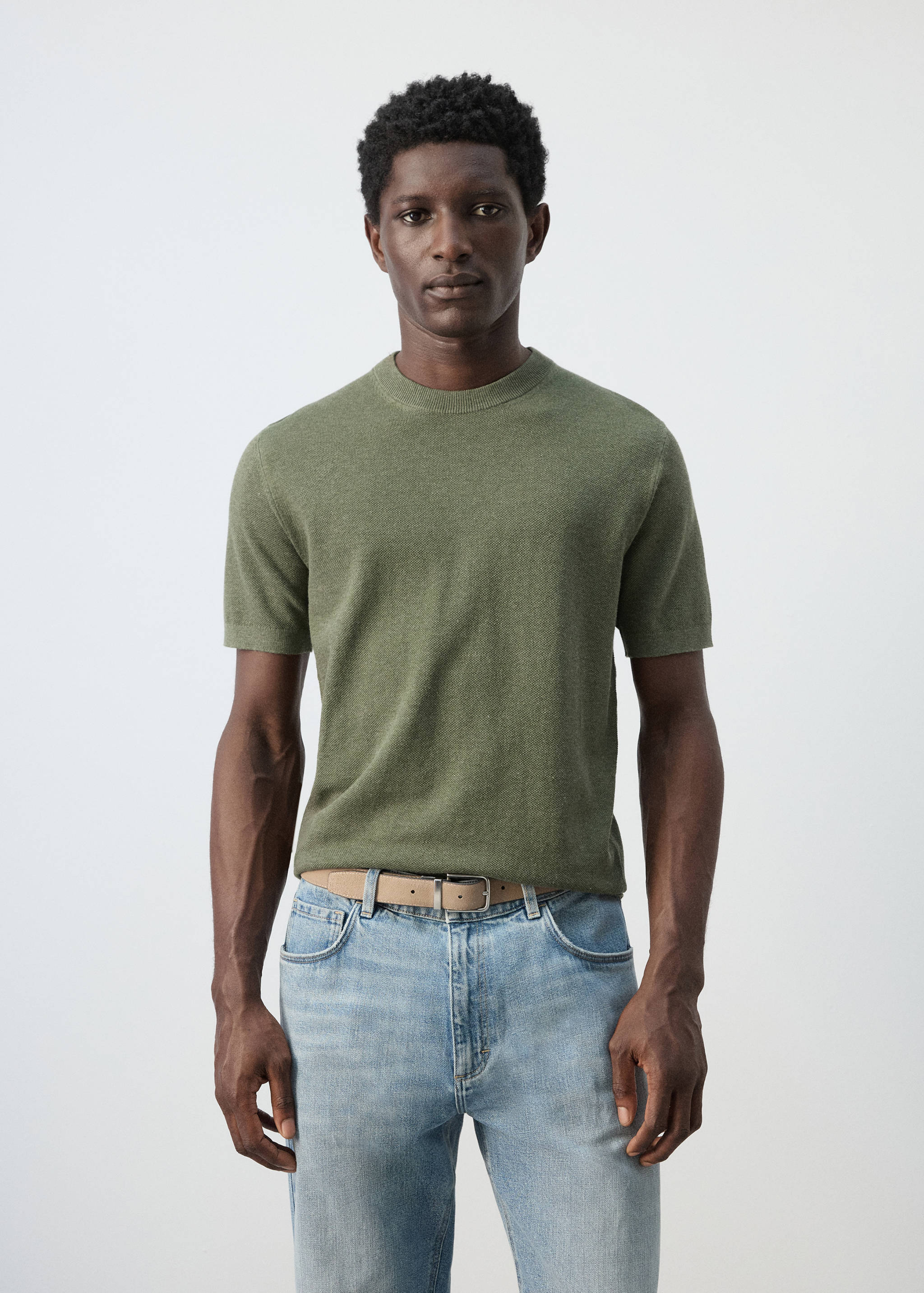 Fijngebreid katoenen T-shirt - Middenvlak