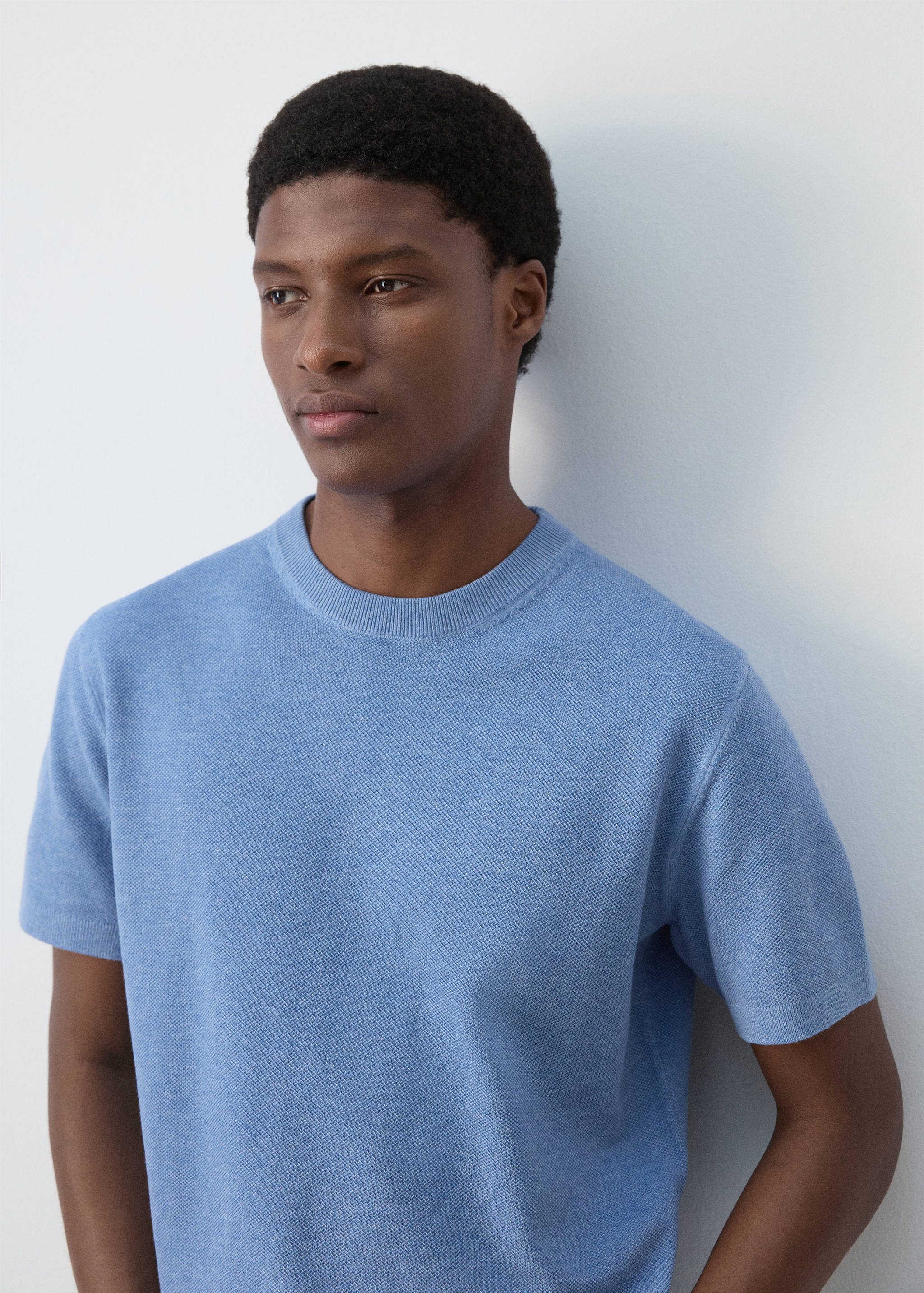 Cotton fine-knit t-shirt - Details of the article 1