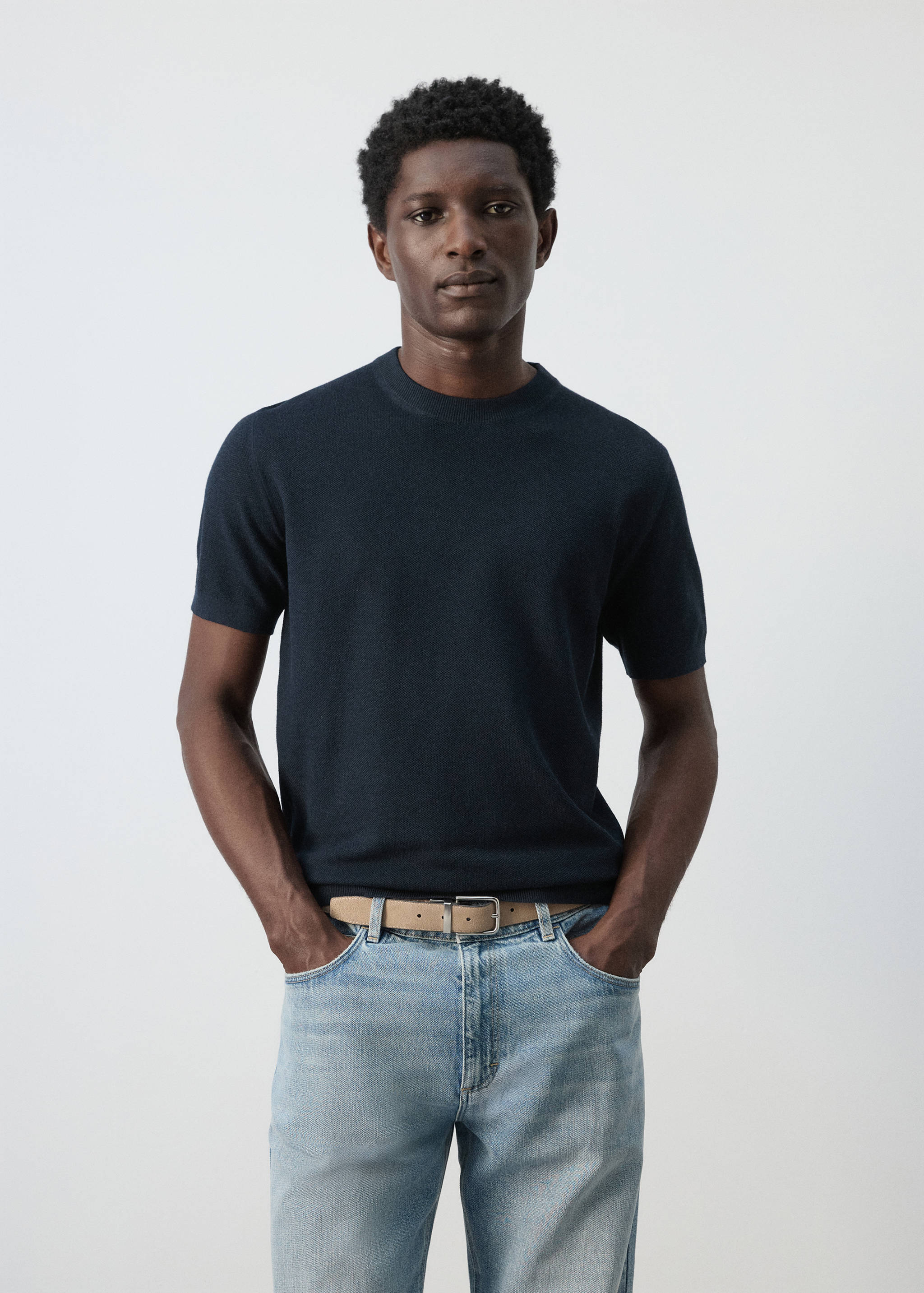 Fijngebreid katoenen T-shirt - Middenvlak