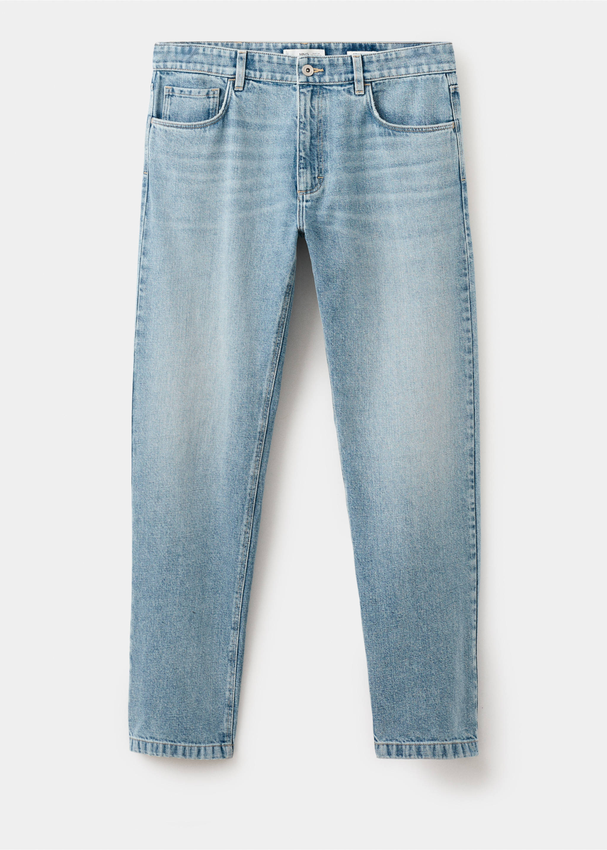 Jeans straight fit algodón lino - Artículo sin modelo, Azul claro vintage. Ref: 27095939-00.
