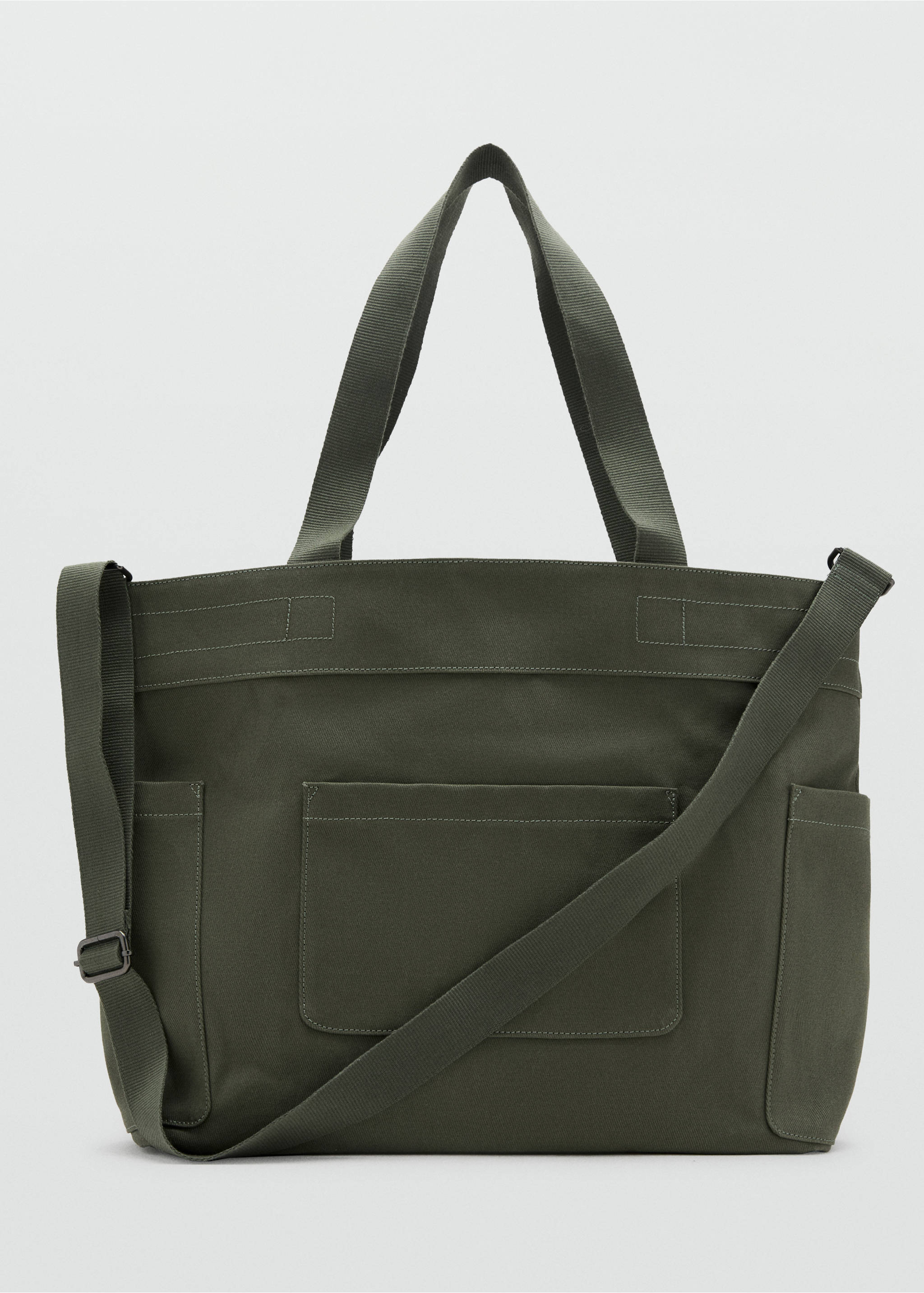 Bolso tote algodón bolsillos - Artículo sin modelo, Khaki. Ref: 27095940-00.