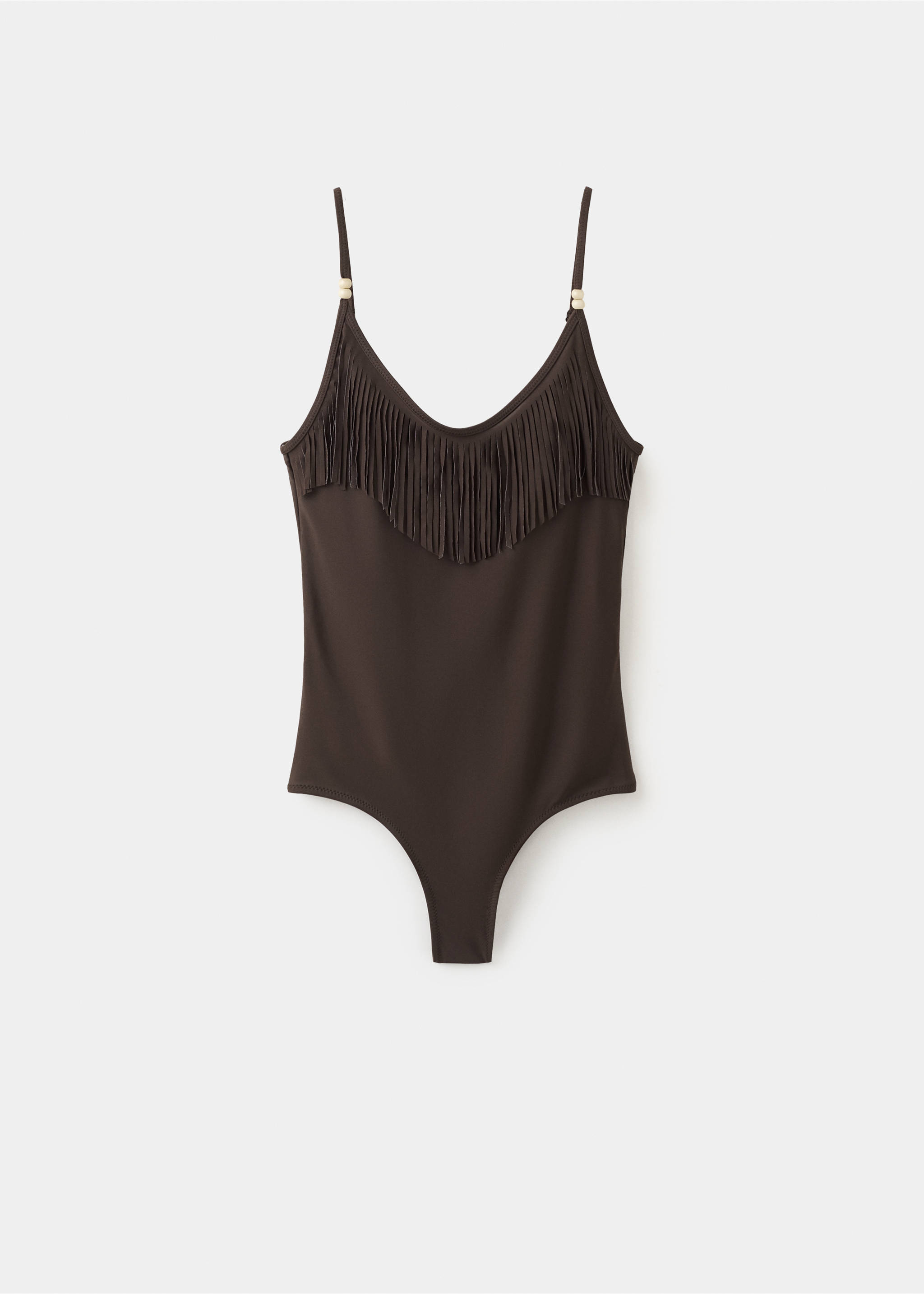 Fringed bikini with mid-rise bottoms - Article without model, Brown. Ref: 27095943-00.
