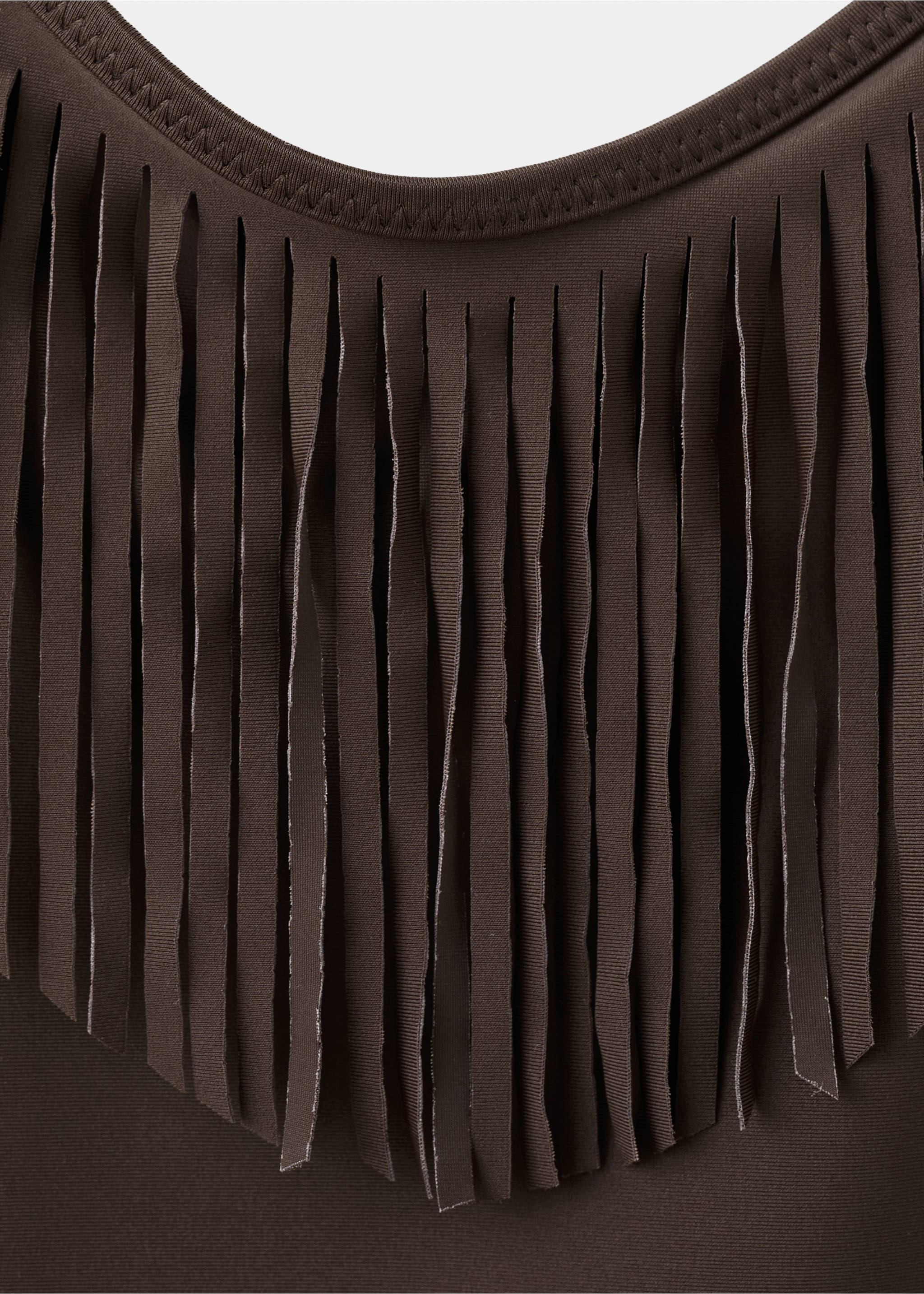 Fringed bikini with mid-rise bottoms - Details of the article 0, Brown. Ref: 27095943-00.