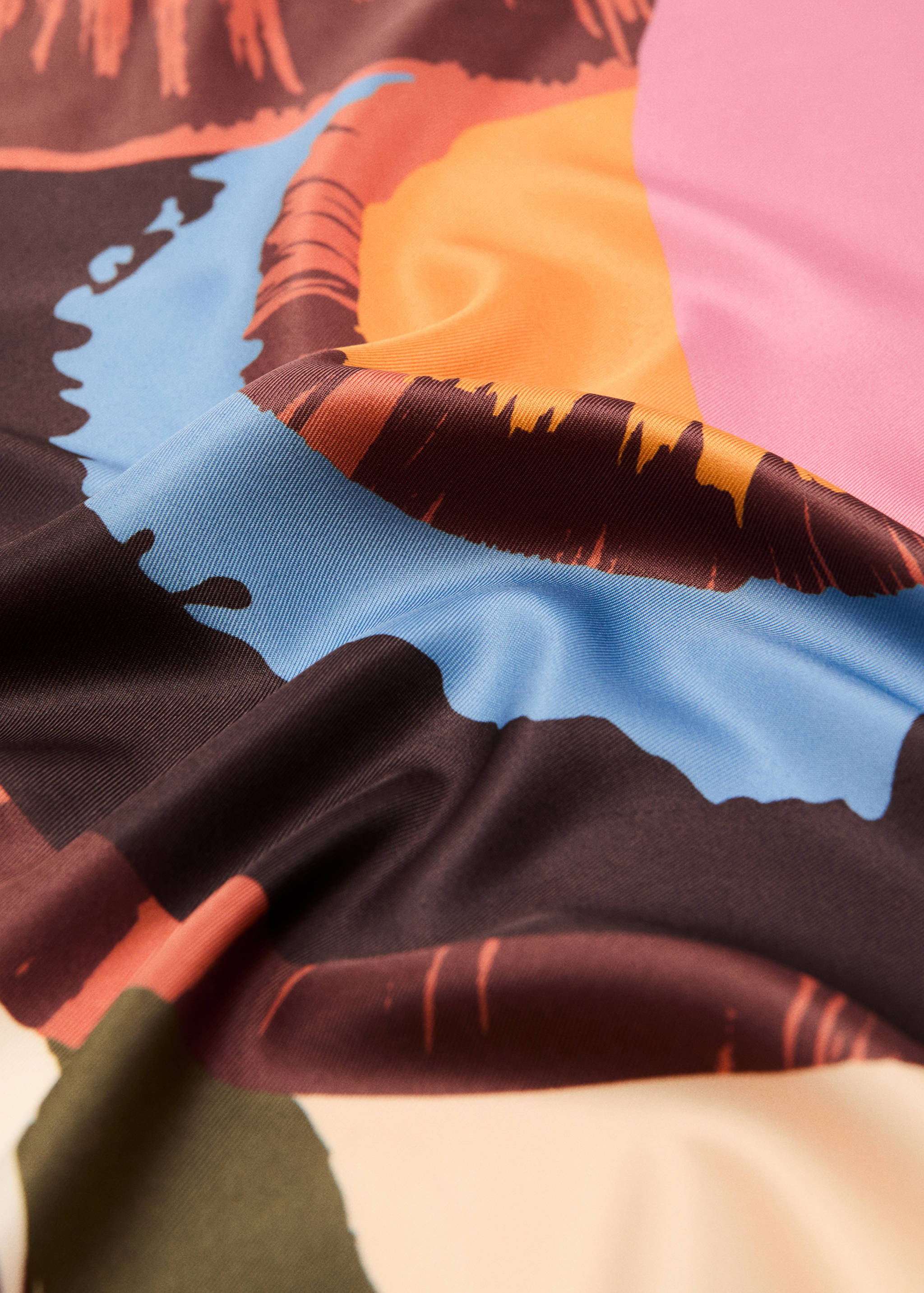 Abstract-print satin scarf - Medium plane