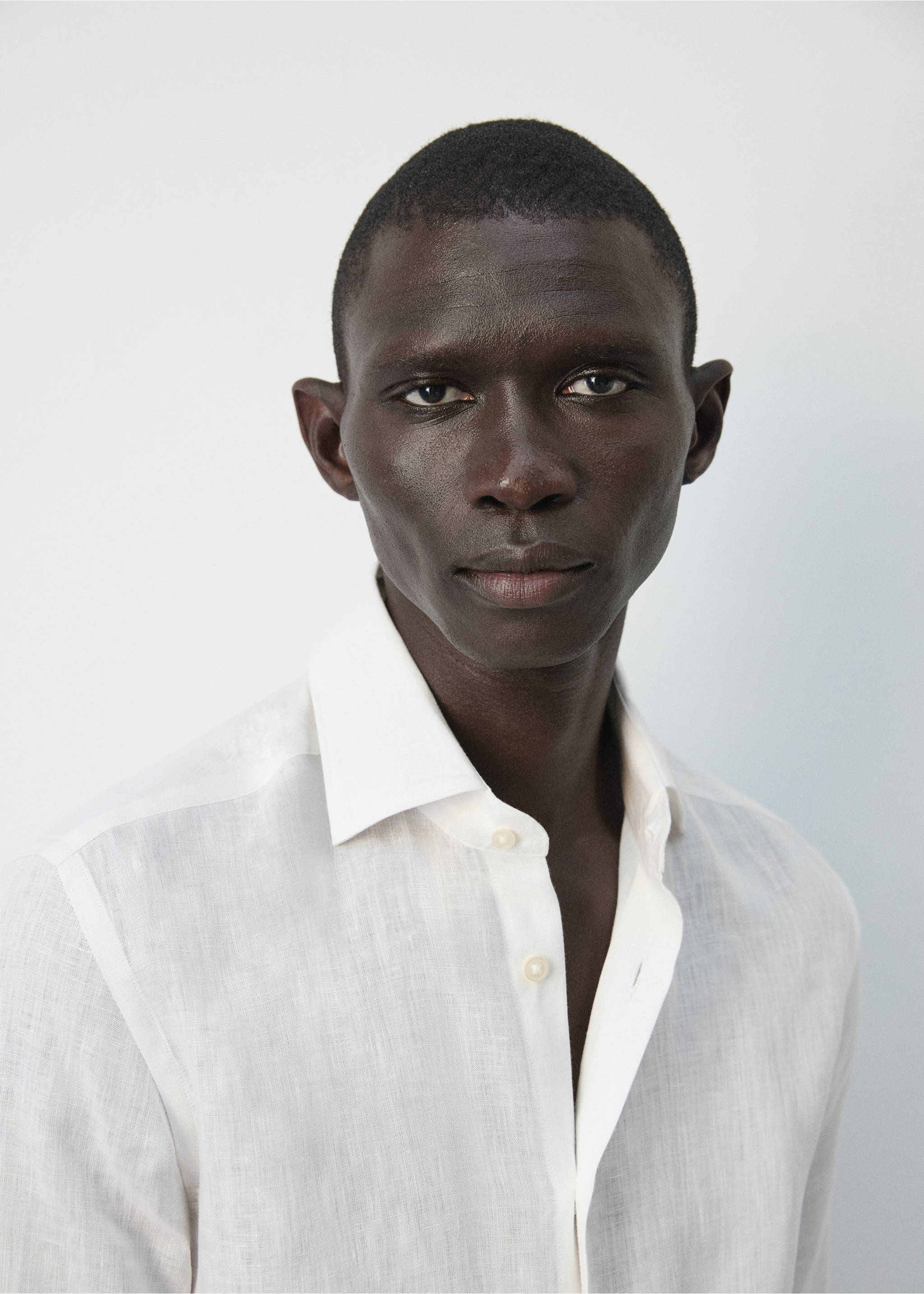 Рубашка slim fit 100% лен - Деталь изделия 6, Белый. Ref: 27095947-00.