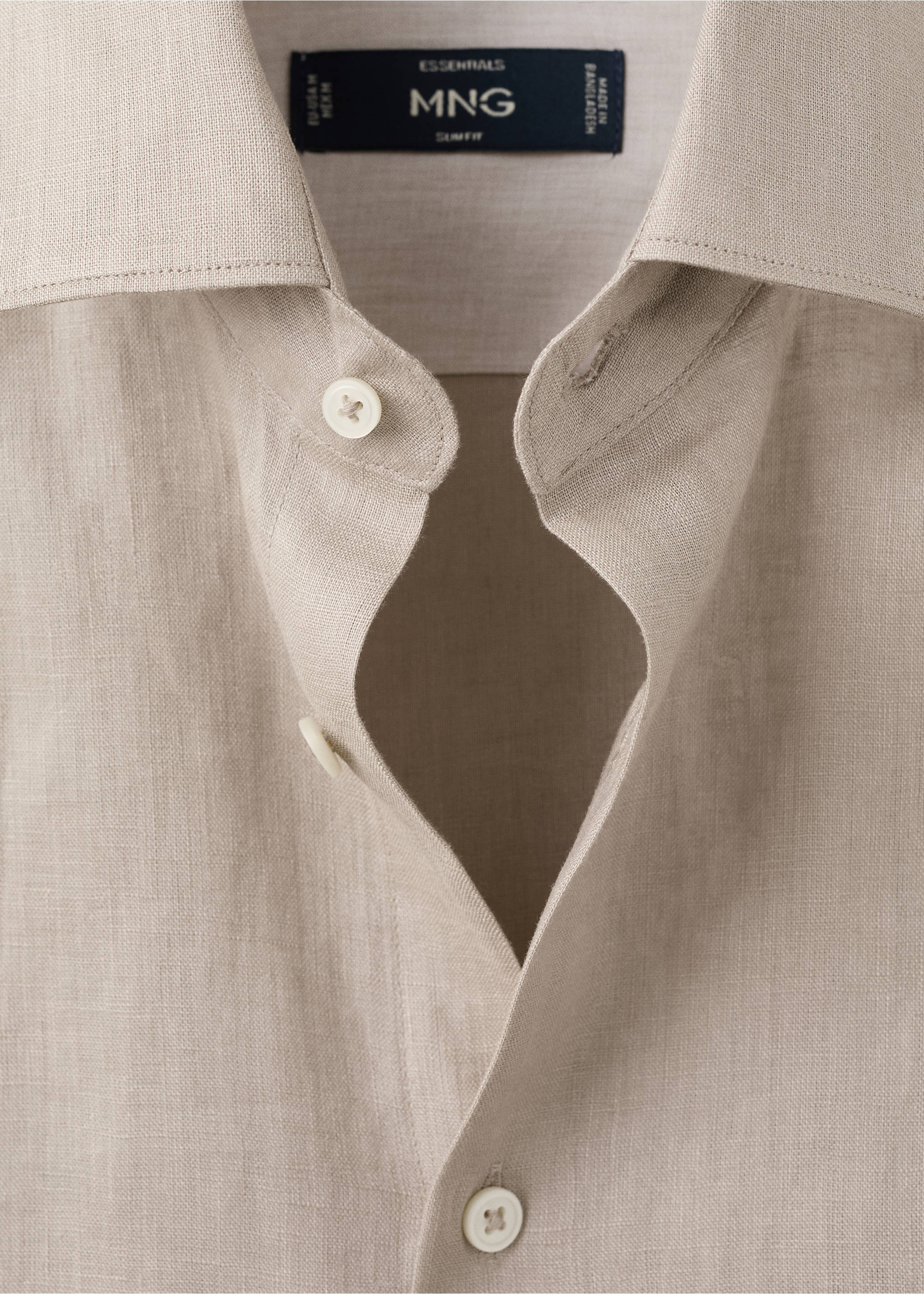 Camisa slim fit 100% lino - Detalle del artículo 8, Arena. Ref: 27095947-00.