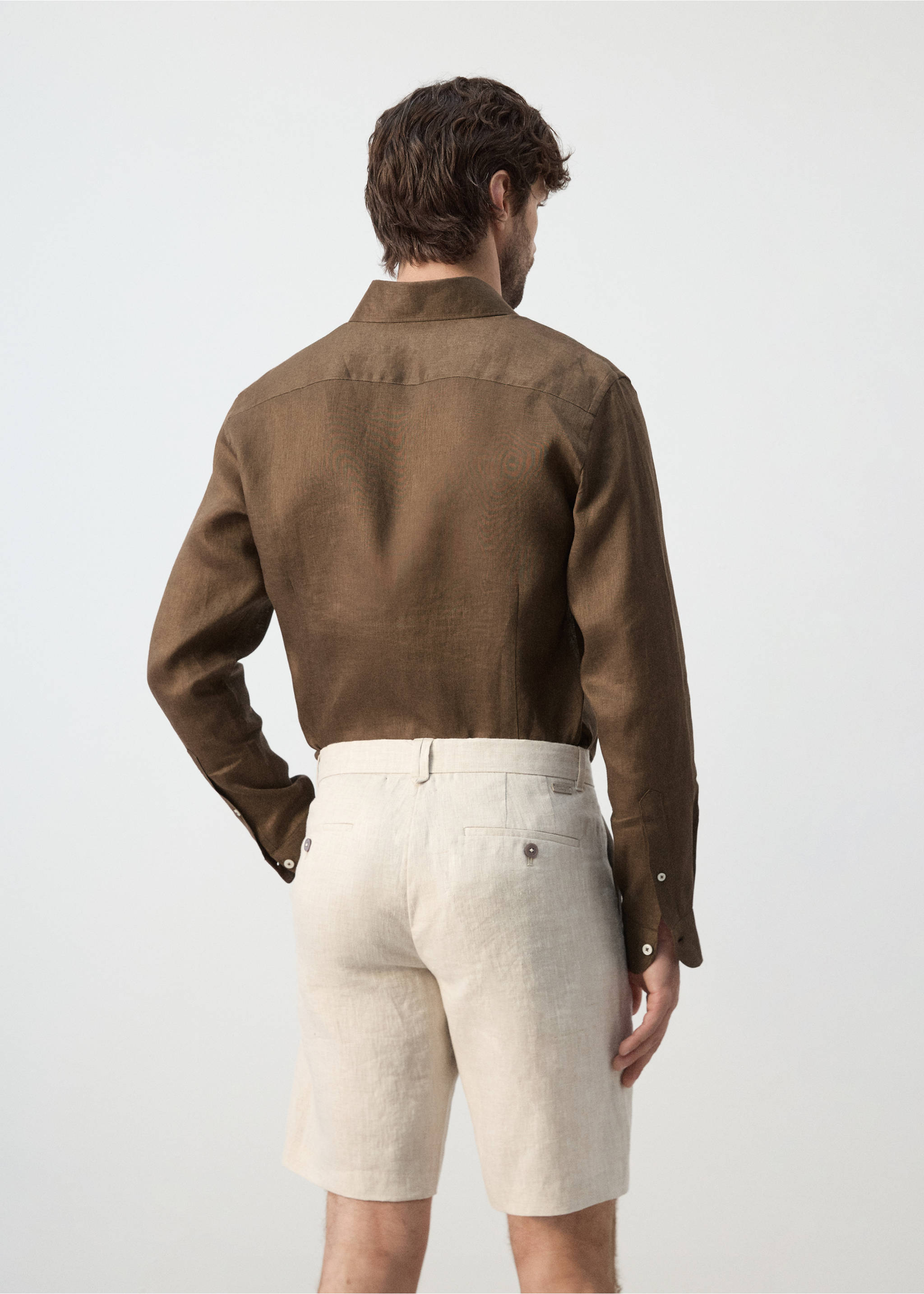 Chemise slim-fit 100 % lin - Verso de l’article, Tabac. Ref: 27095947-00.