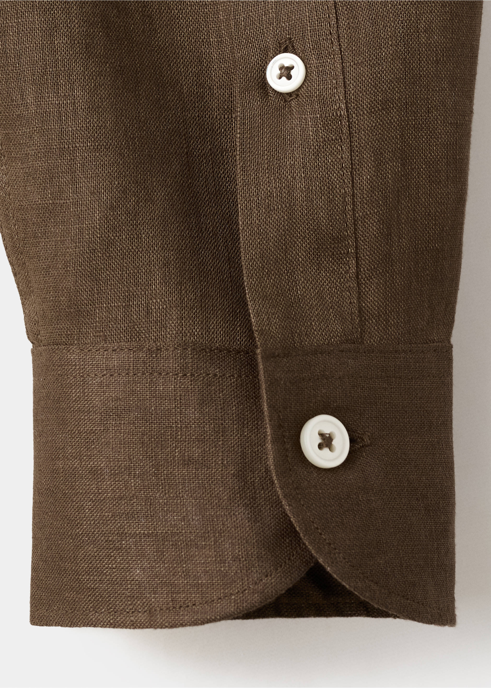 Camisa slim fit 100% lino - Detalle del artículo 0, Marrón tabaco. Ref: 27095947-00.