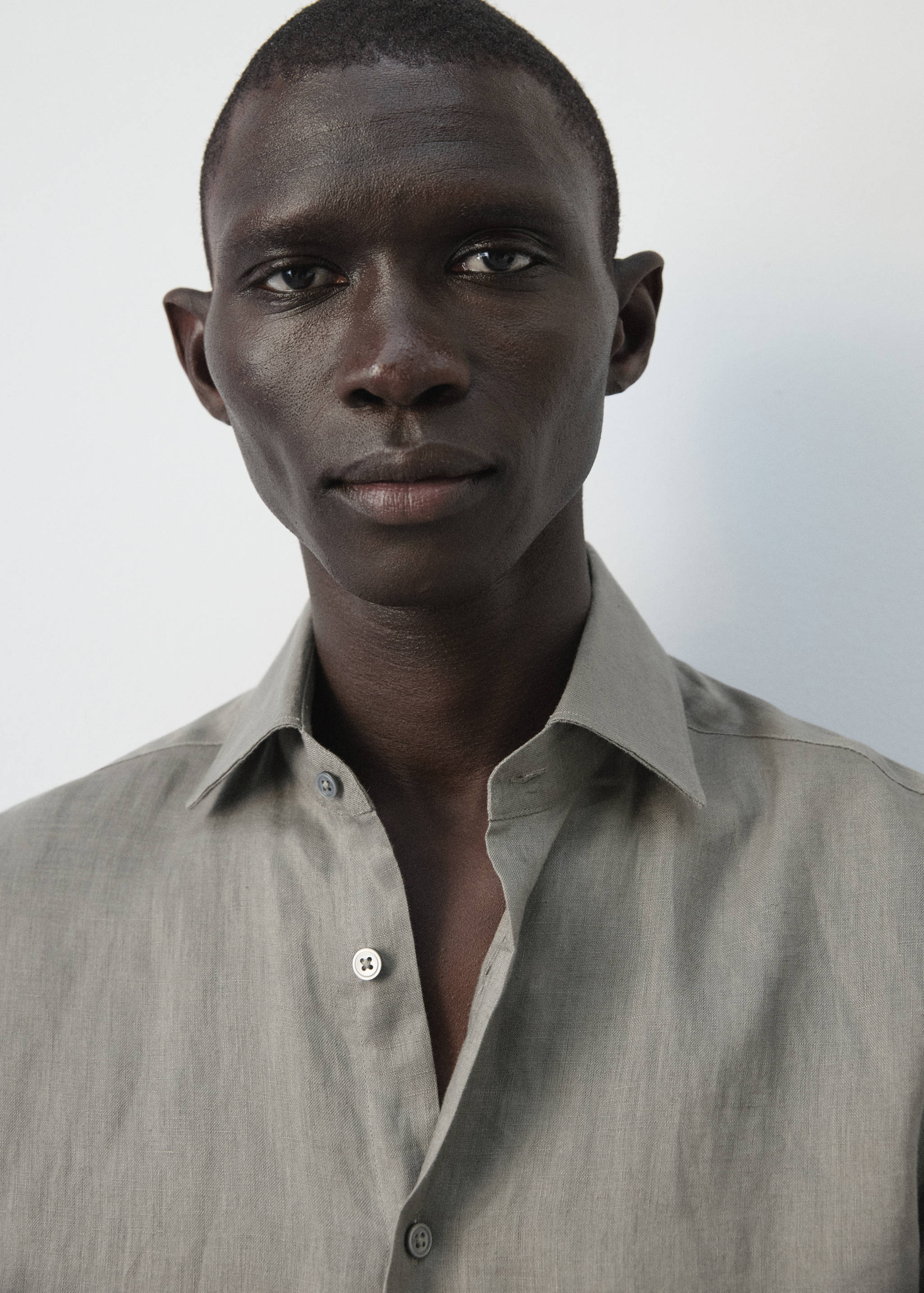 100%亚麻修身衬衫 - null