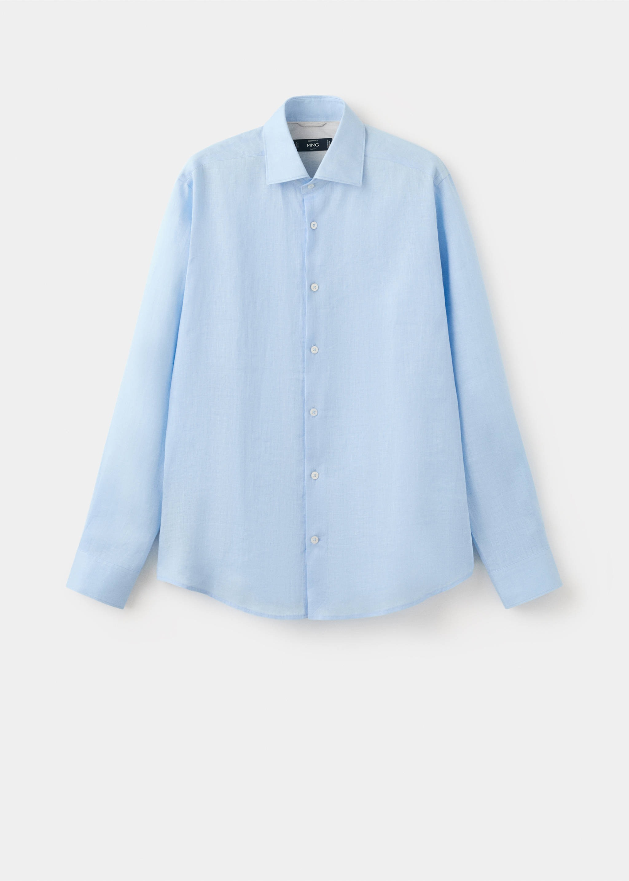 100% linen slim-fit shirt - Article without model, Sky Blue. Ref: 27095947-00.