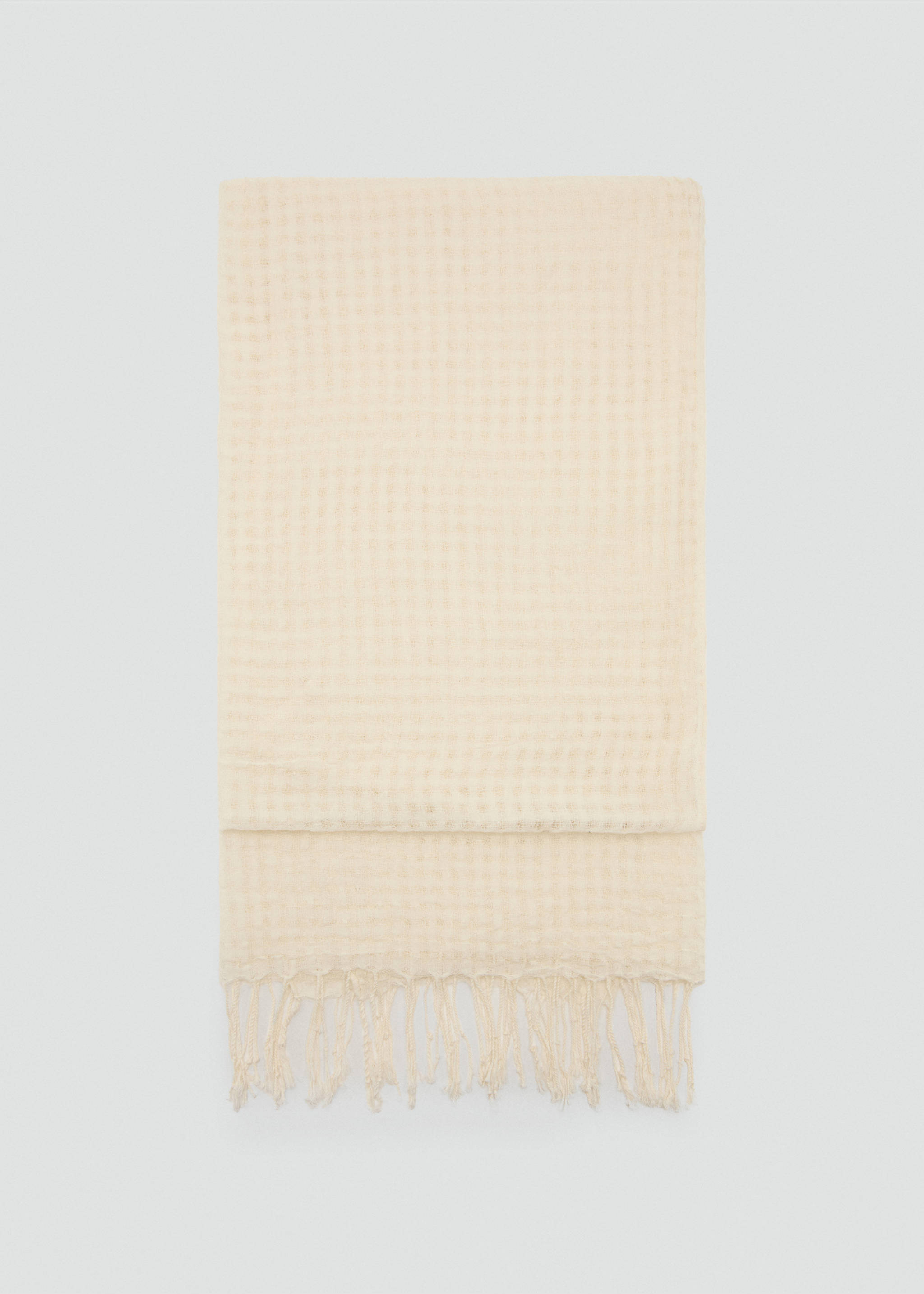 Cotton foulard with fringes - Article without model, Ecru. Ref: 27095948-00.