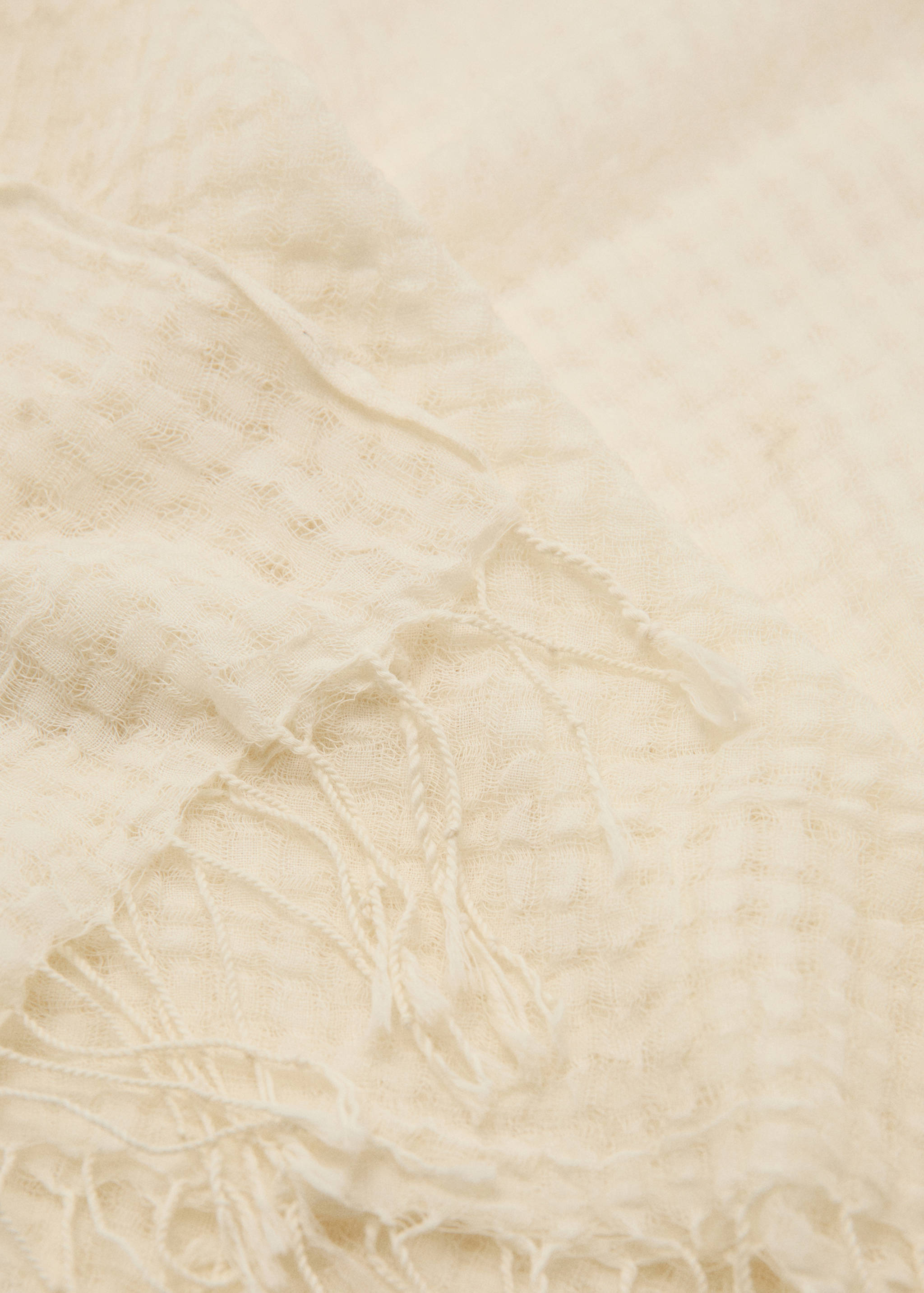 Cotton foulard with fringes - Medium plane