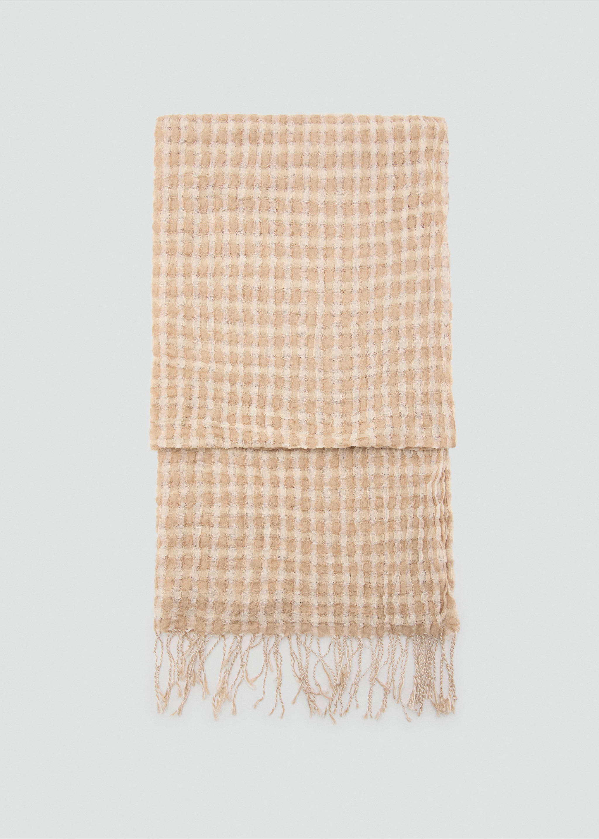 Cotton foulard with fringes - Article without model, Beige. Ref: 27095948-00.