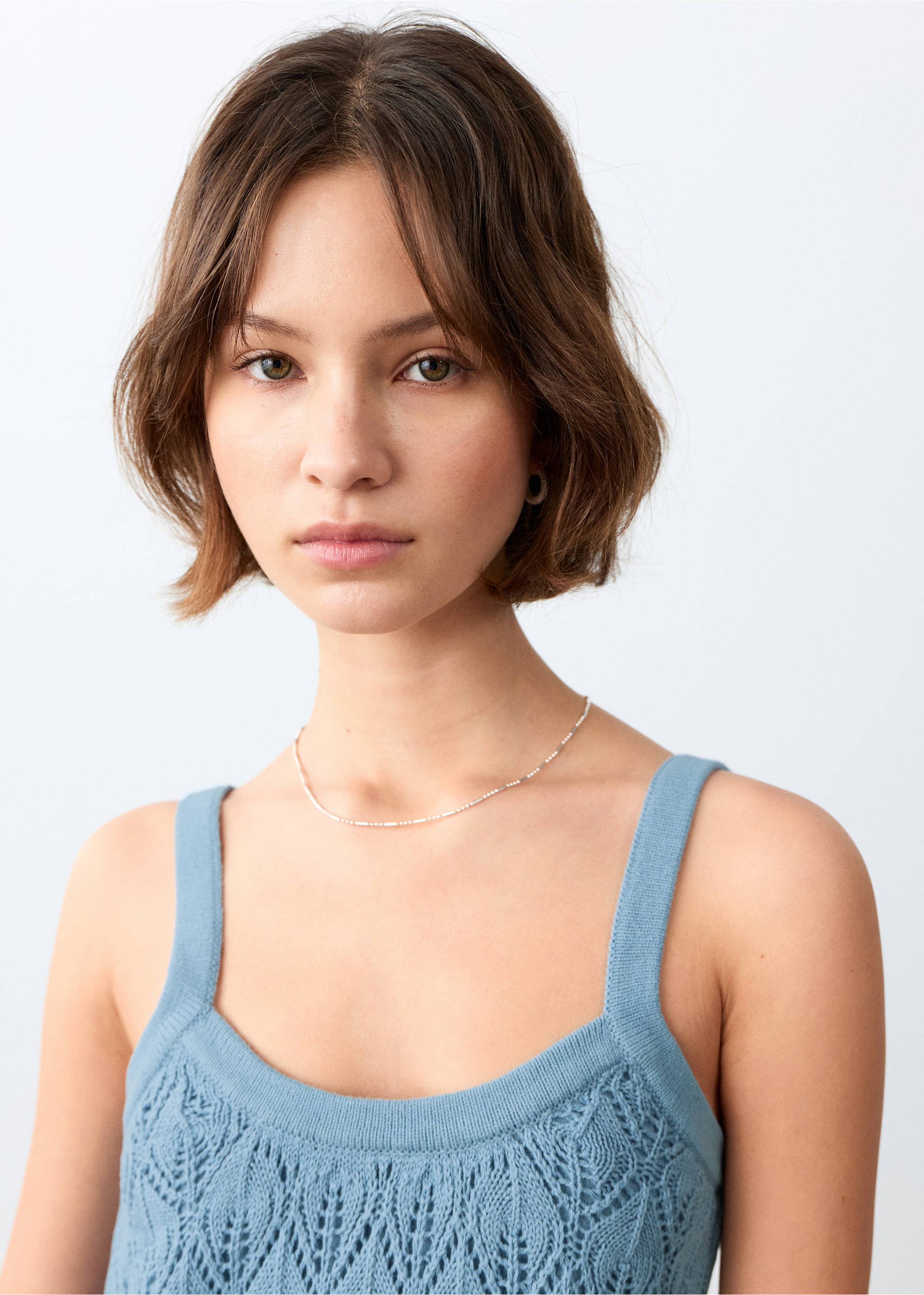 Openwork knit top - Details of the article 1, Blue. Ref: 27095949-00.