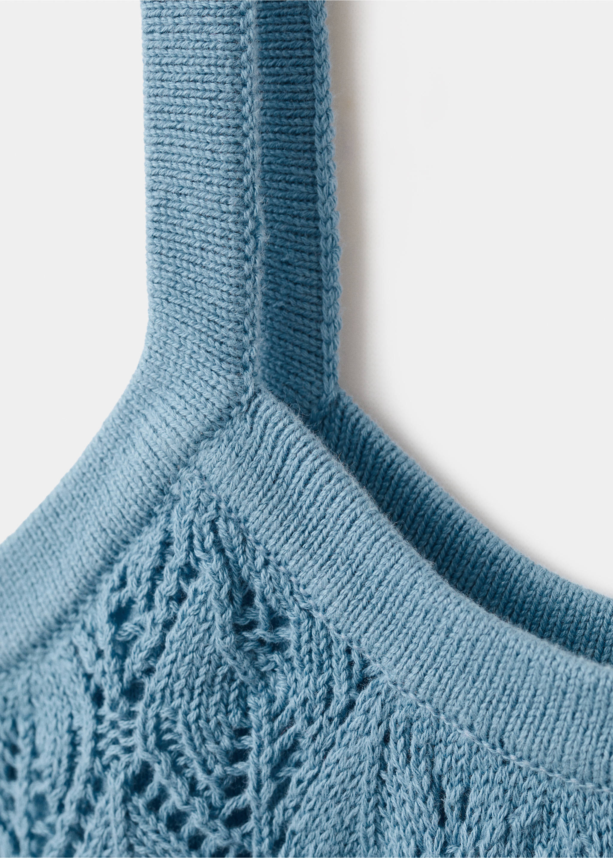 Openwork knit top - Details of the article 8, Blue. Ref: 27095949-00.