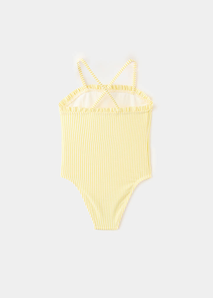 Striped textured swimsuit — Yellow