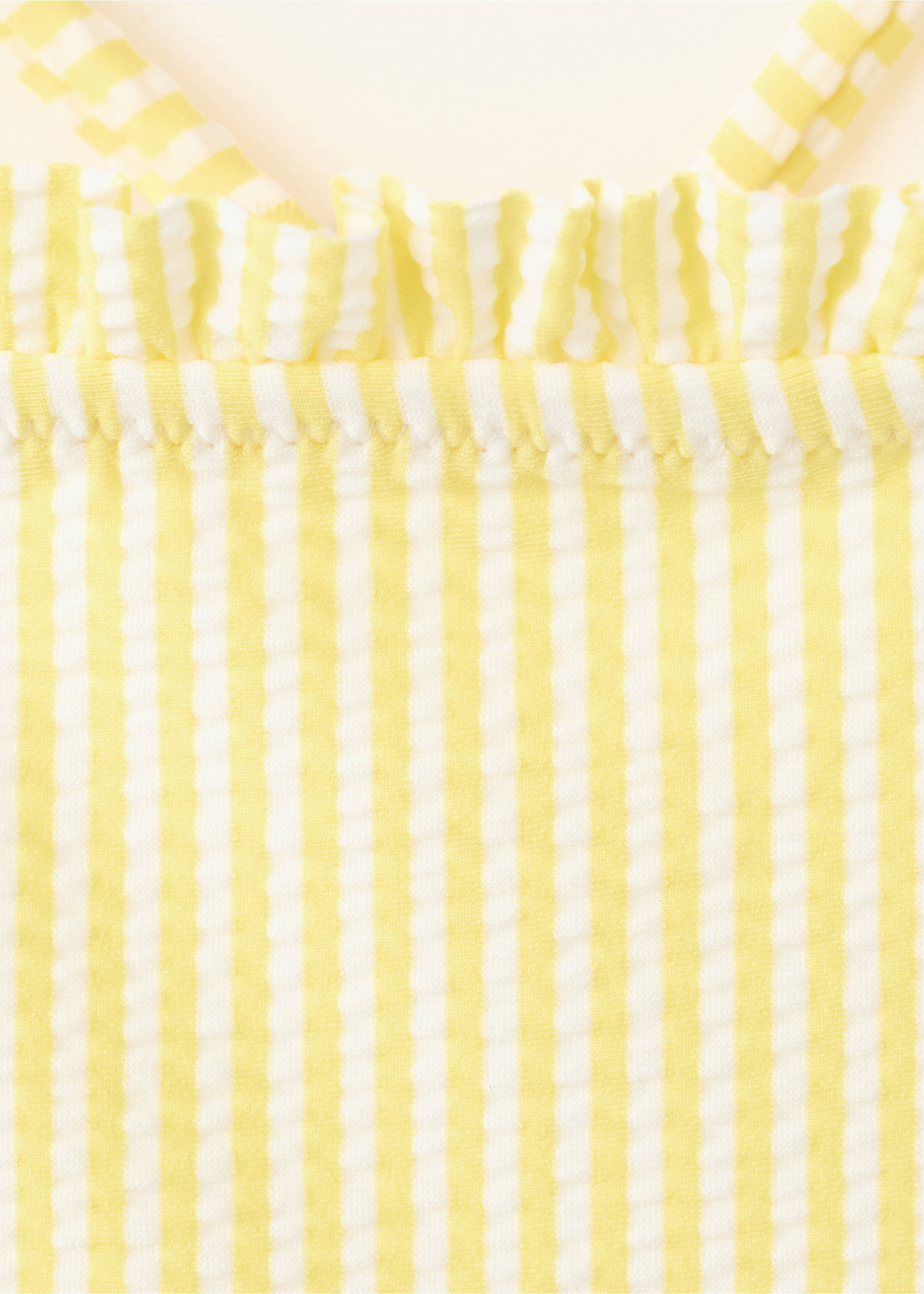Striped textured swimsuit - Details of the article 8, Yellow. Ref: 27095950-00.