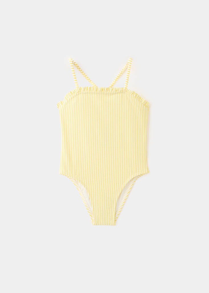 Striped textured swimsuit — Yellow