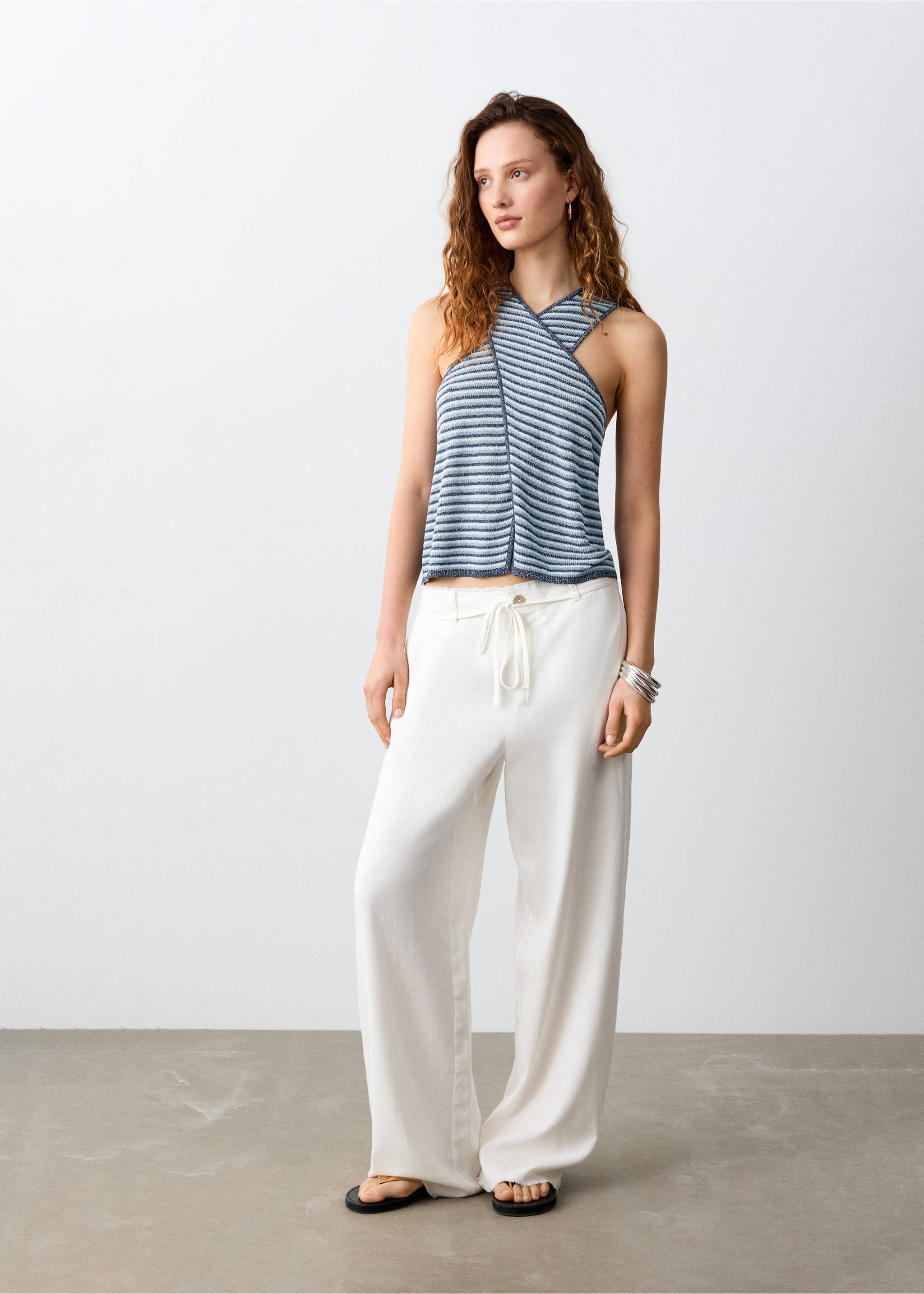 Striped crossover top - General plane, Navy. Ref: 27095953-00.