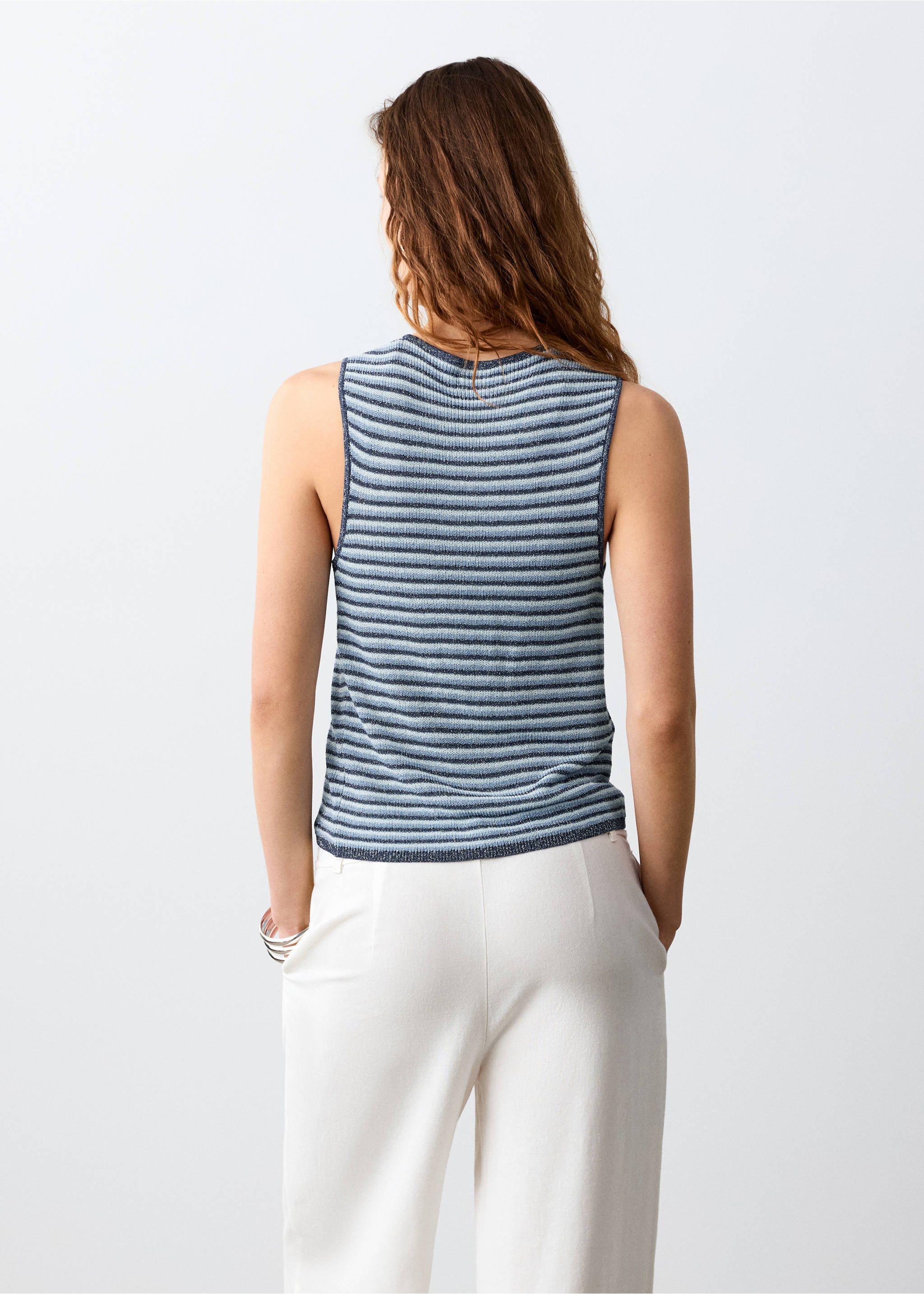Striped crossover top - Reverse of the article, Navy. Ref: 27095953-00.