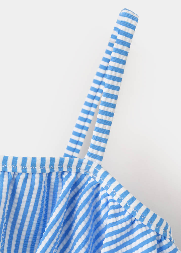 Ruffle striped swimsuit — Blue