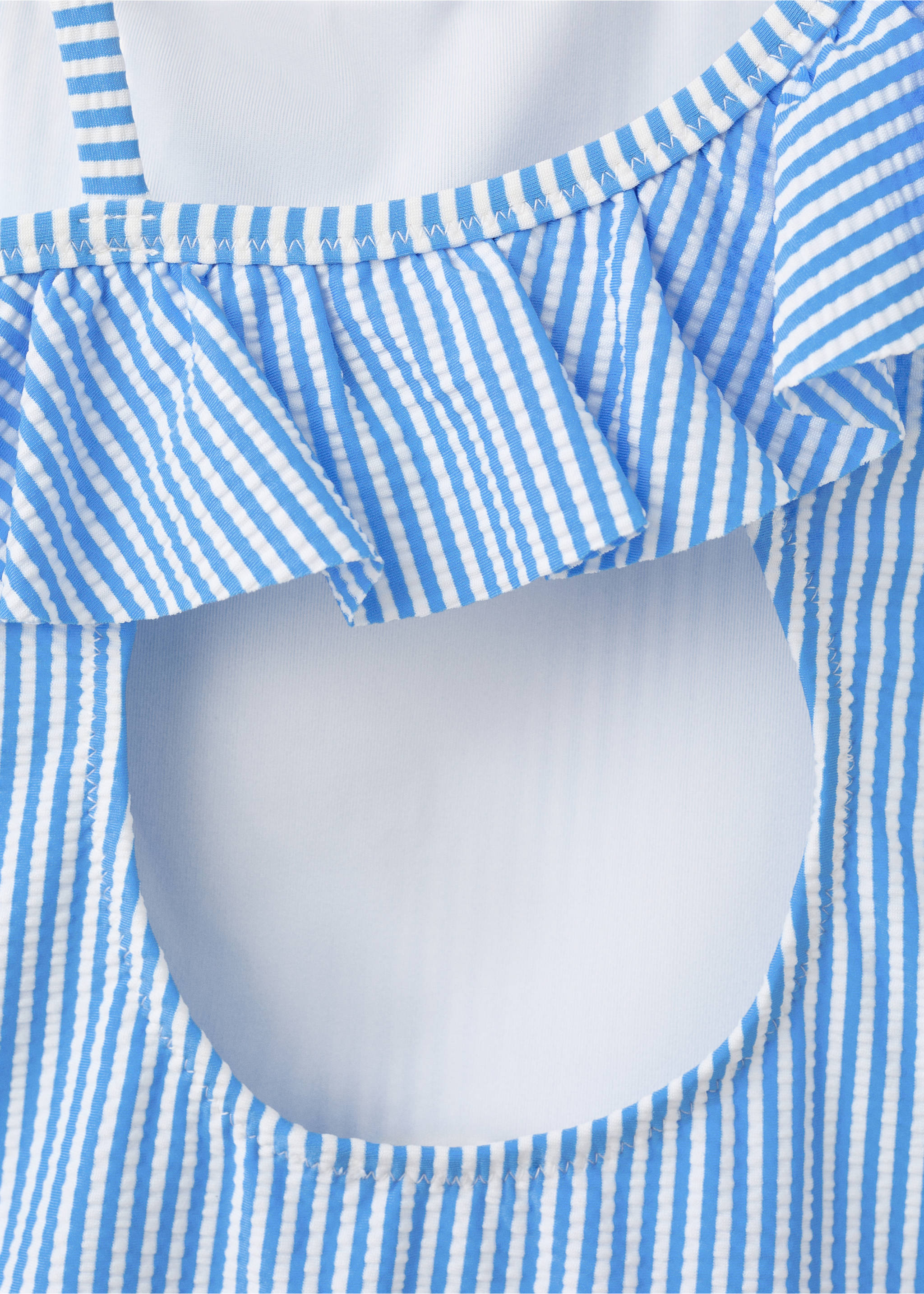 Ruffle striped swimsuit - Details of the article 0, Blue. Ref: 27095954-00.